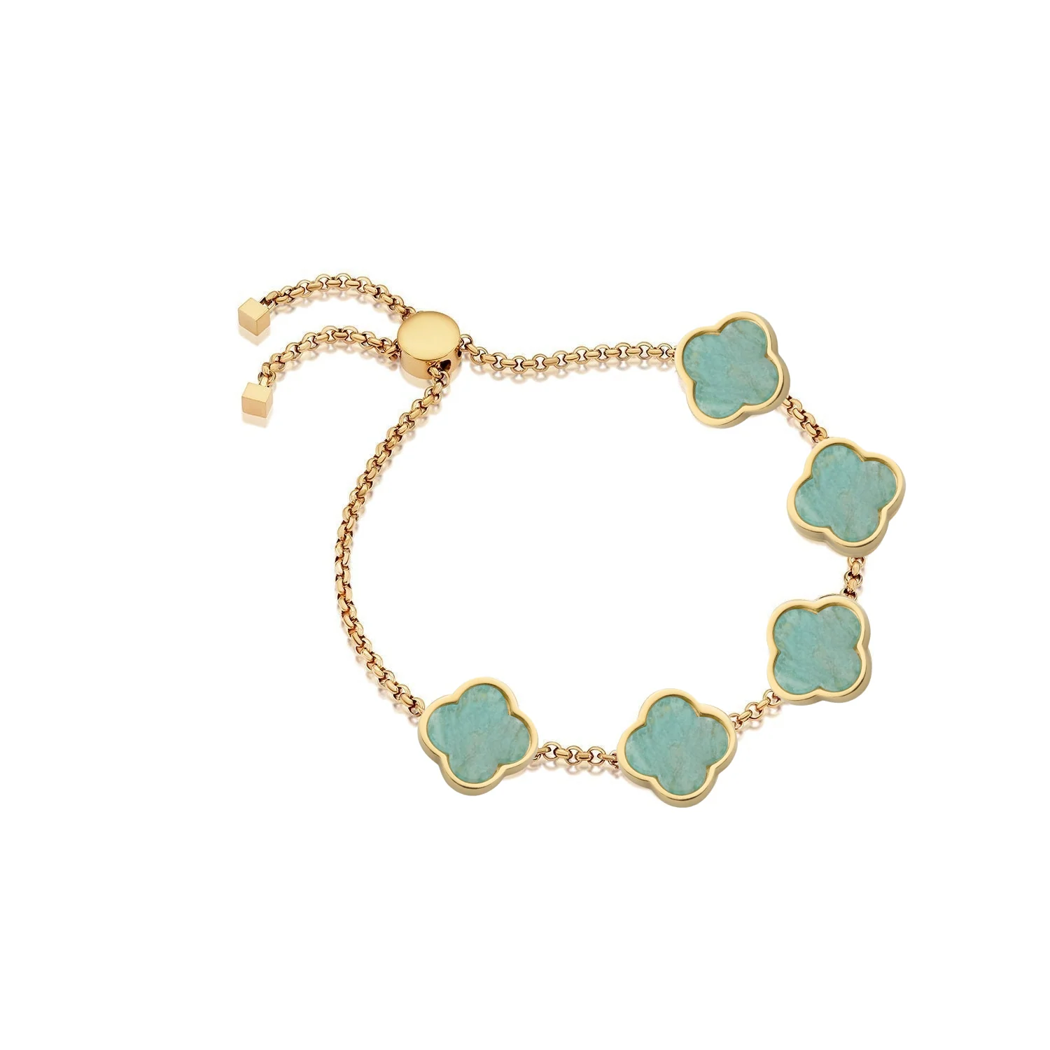 Amazonite Clover Custom Name Bracelet (Gold) - Image 10