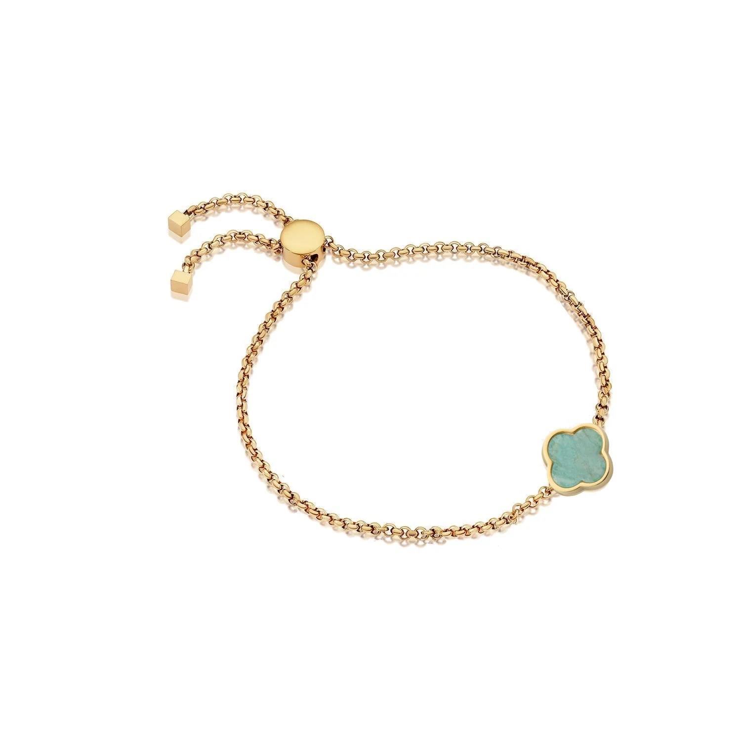 Amazonite Clover Custom Name Bracelet (Gold) - Image 6