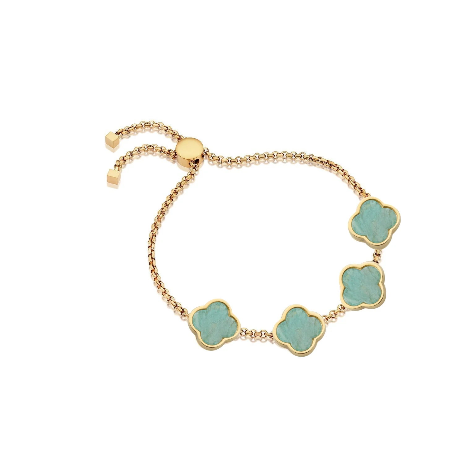 Amazonite Clover Custom Name Bracelet (Gold) - Image 9