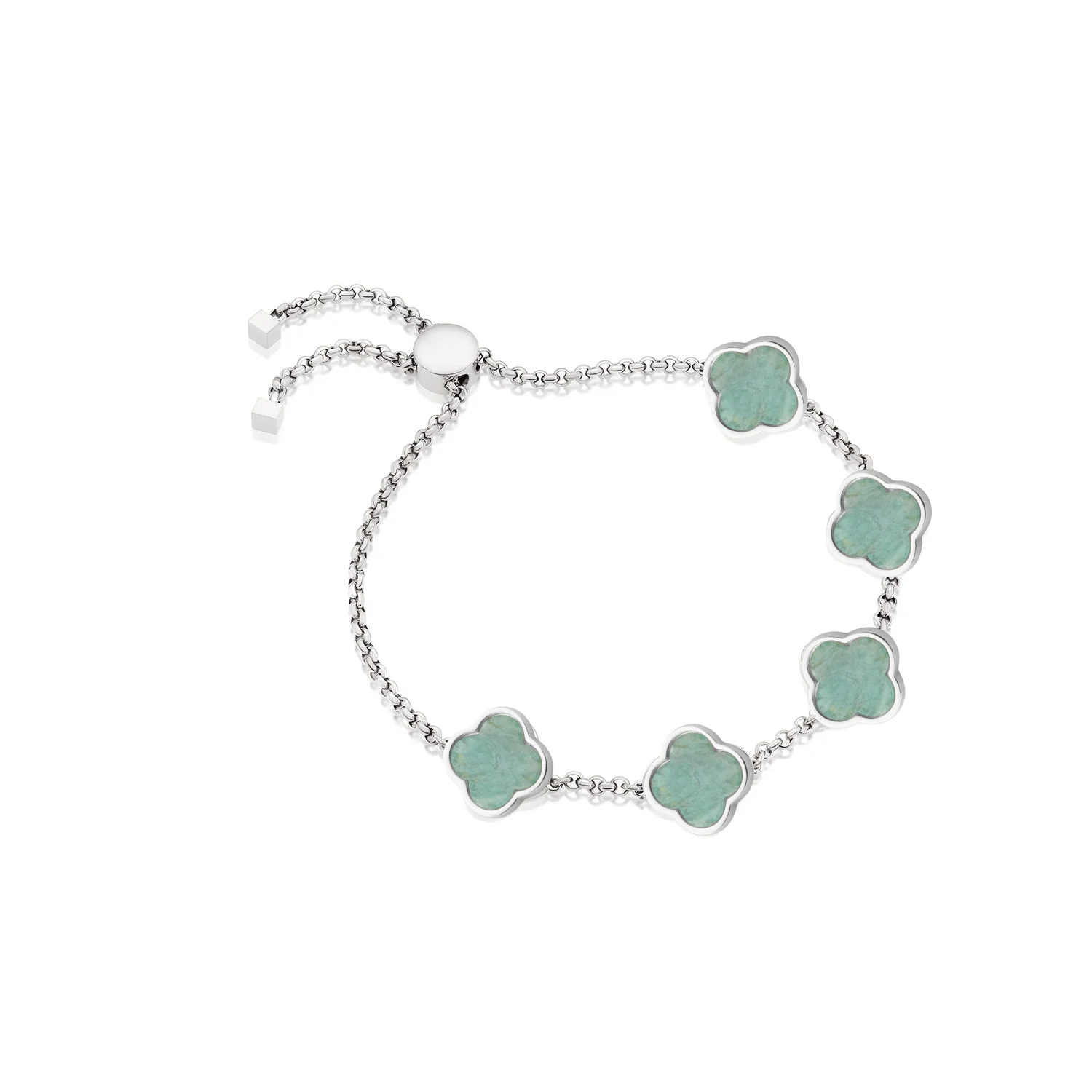 Amazonite Clover Custom Name Bracelet (Silver) - Image 12