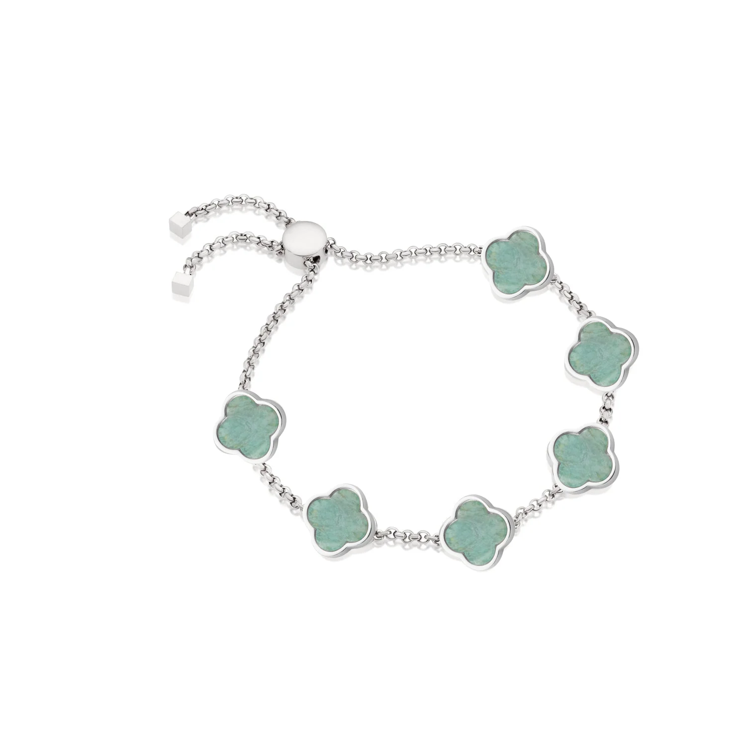 Amazonite Clover Custom Name Bracelet (Silver) - Image 13