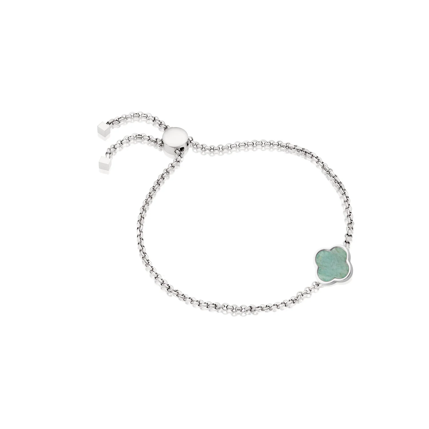 Amazonite Clover Custom Name Bracelet (Silver) - Image 7