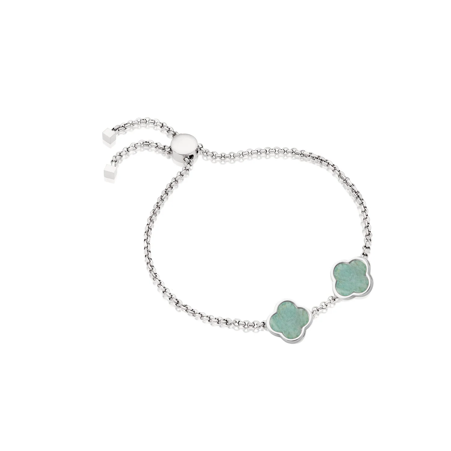Amazonite Clover Custom Name Bracelet (Silver) - Image 8