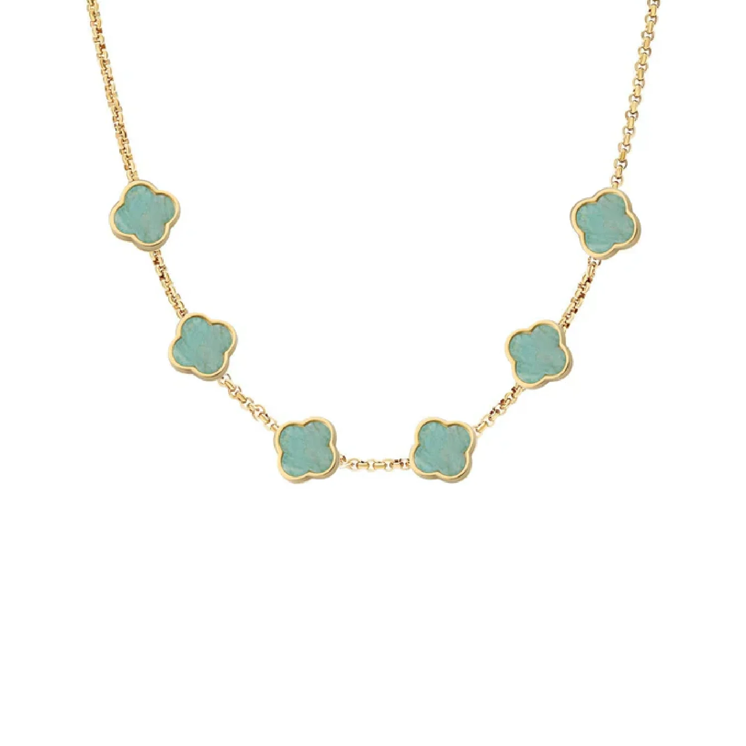 Amazonite Clover Custom Name Necklace (Gold) - Image 10