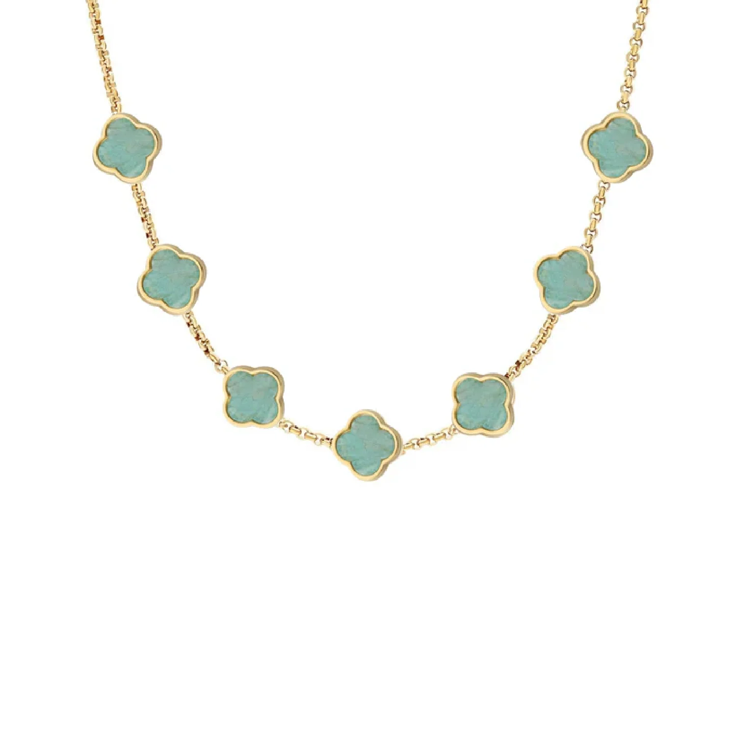 Amazonite Clover Custom Name Necklace (Gold) - Image 11