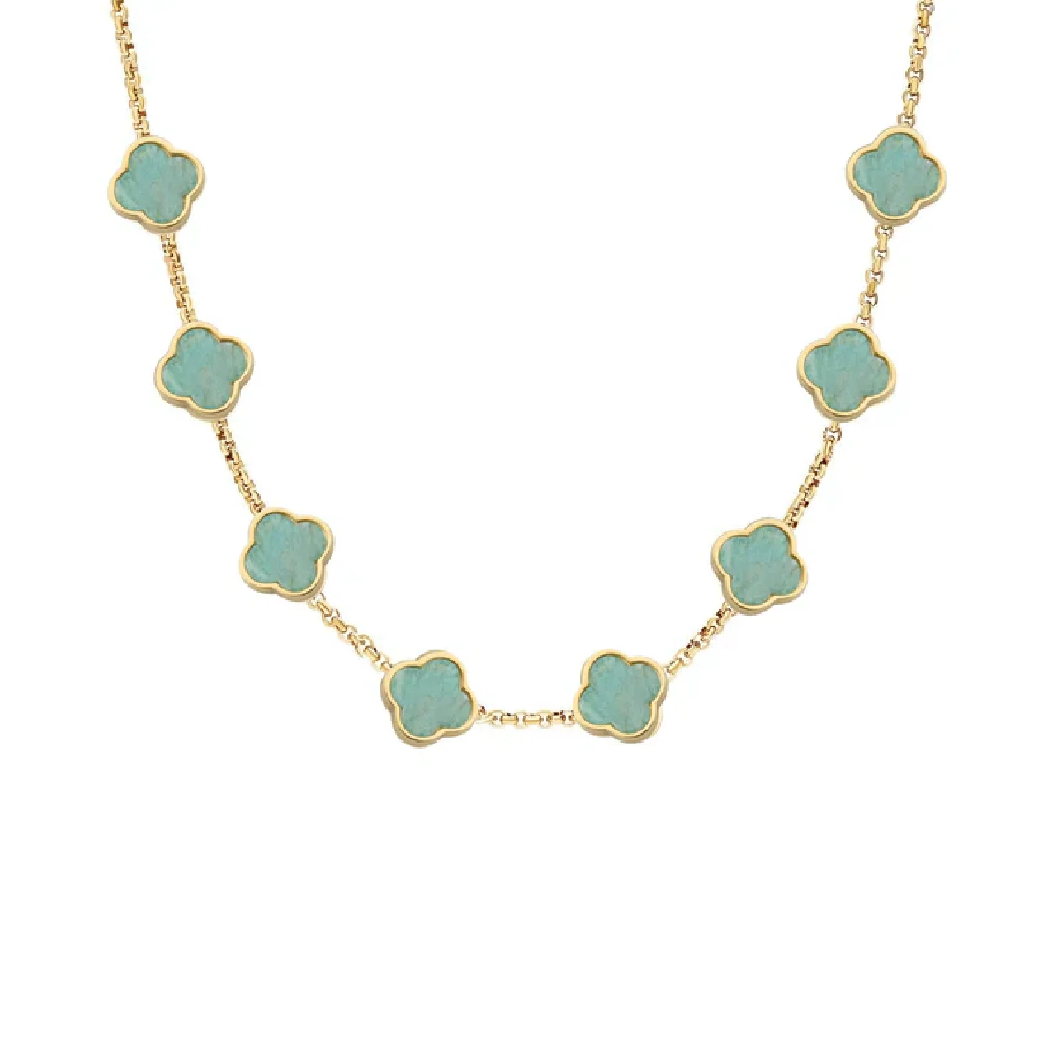 Amazonite Clover Custom Name Necklace (Gold) - Image 12