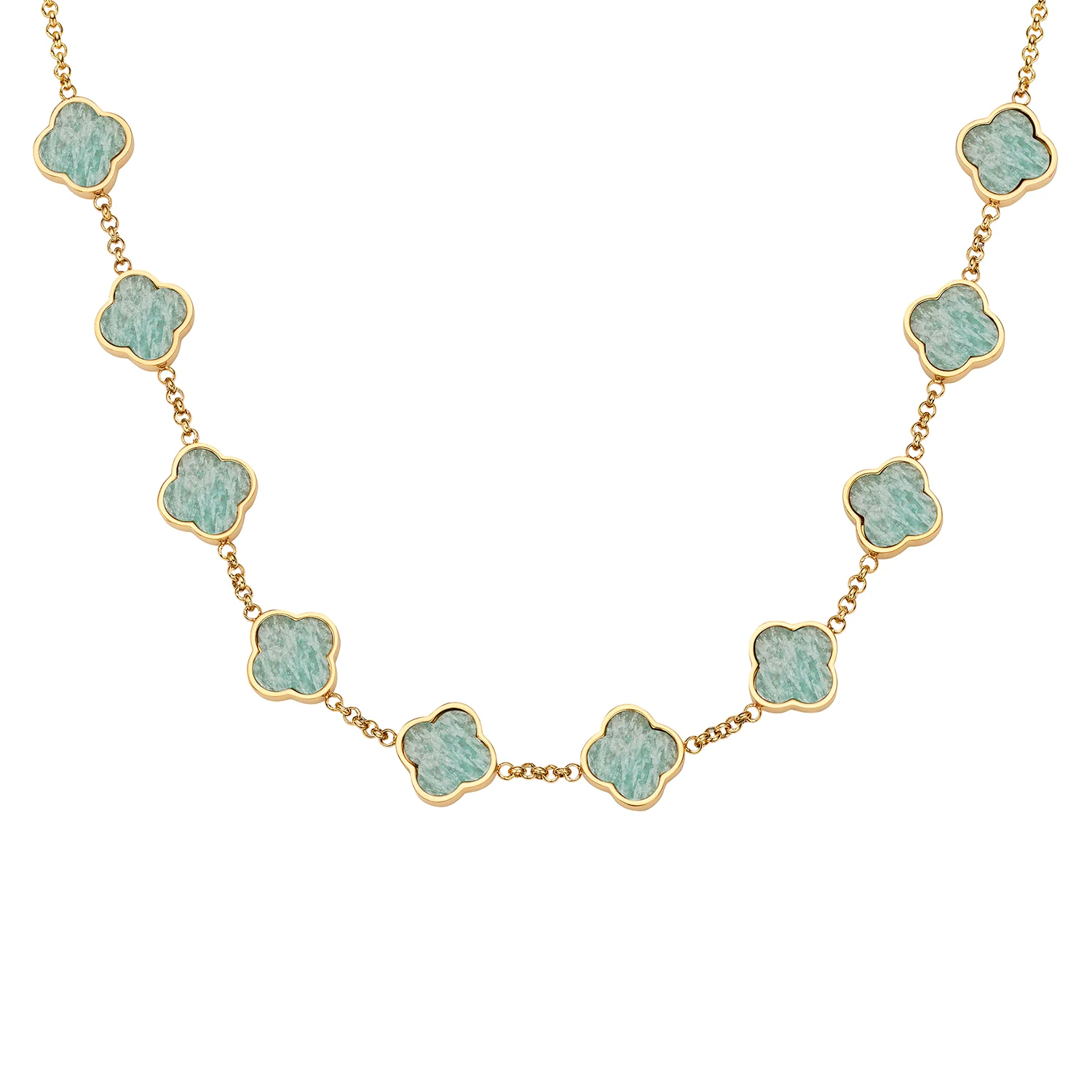 Amazonite Clover Custom Name Necklace (Gold) - Image 13