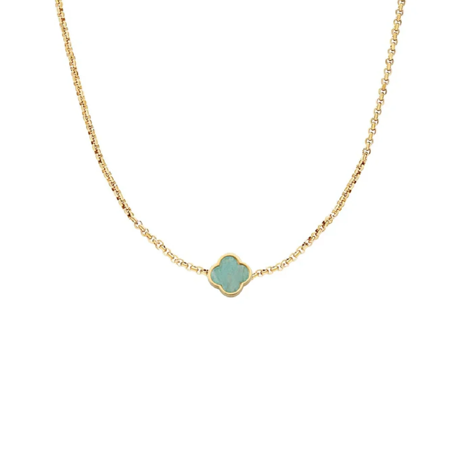 Amazonite Clover Custom Name Necklace (Gold) - Image 14