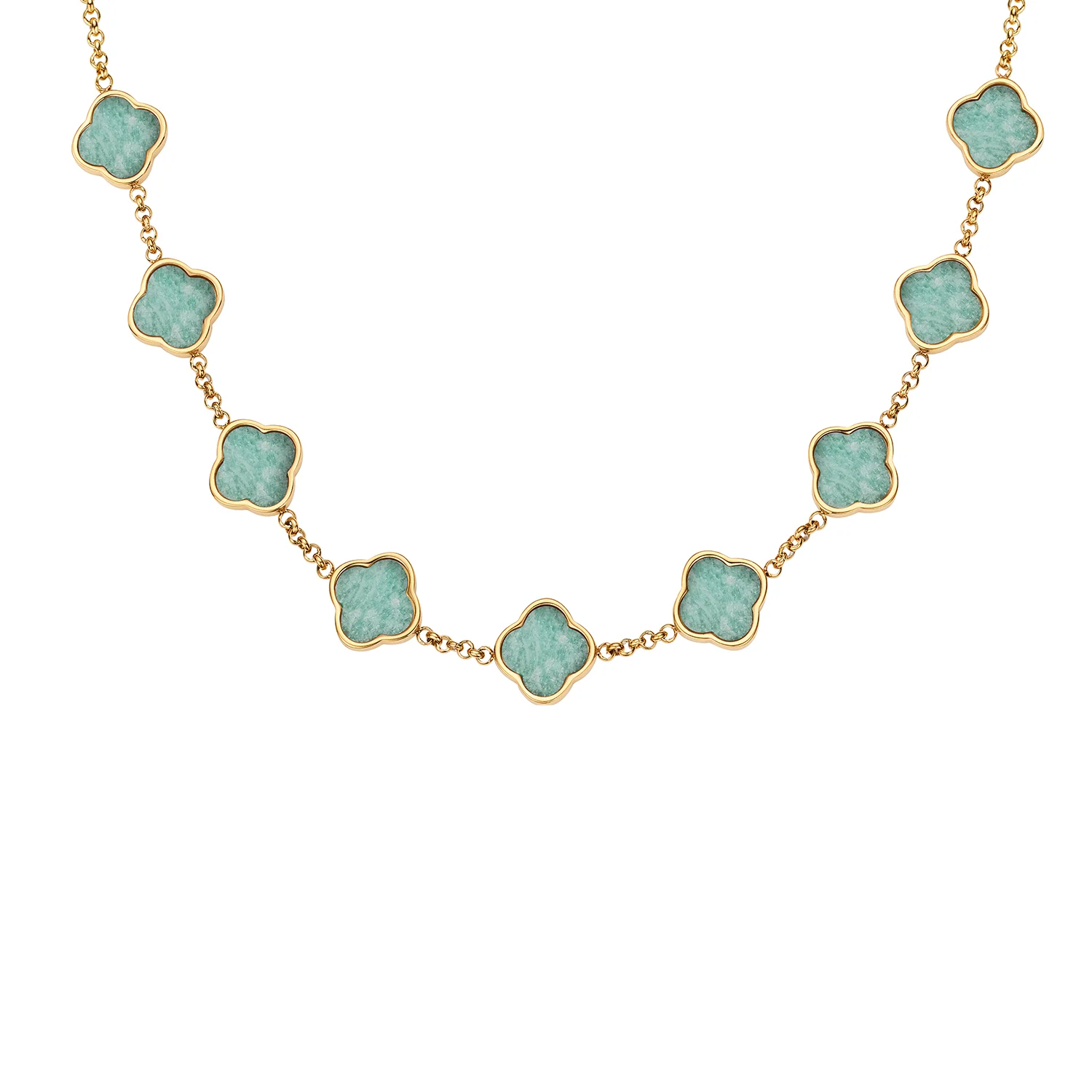 Amazonite Clover Custom Name Necklace (Gold) - Image 15