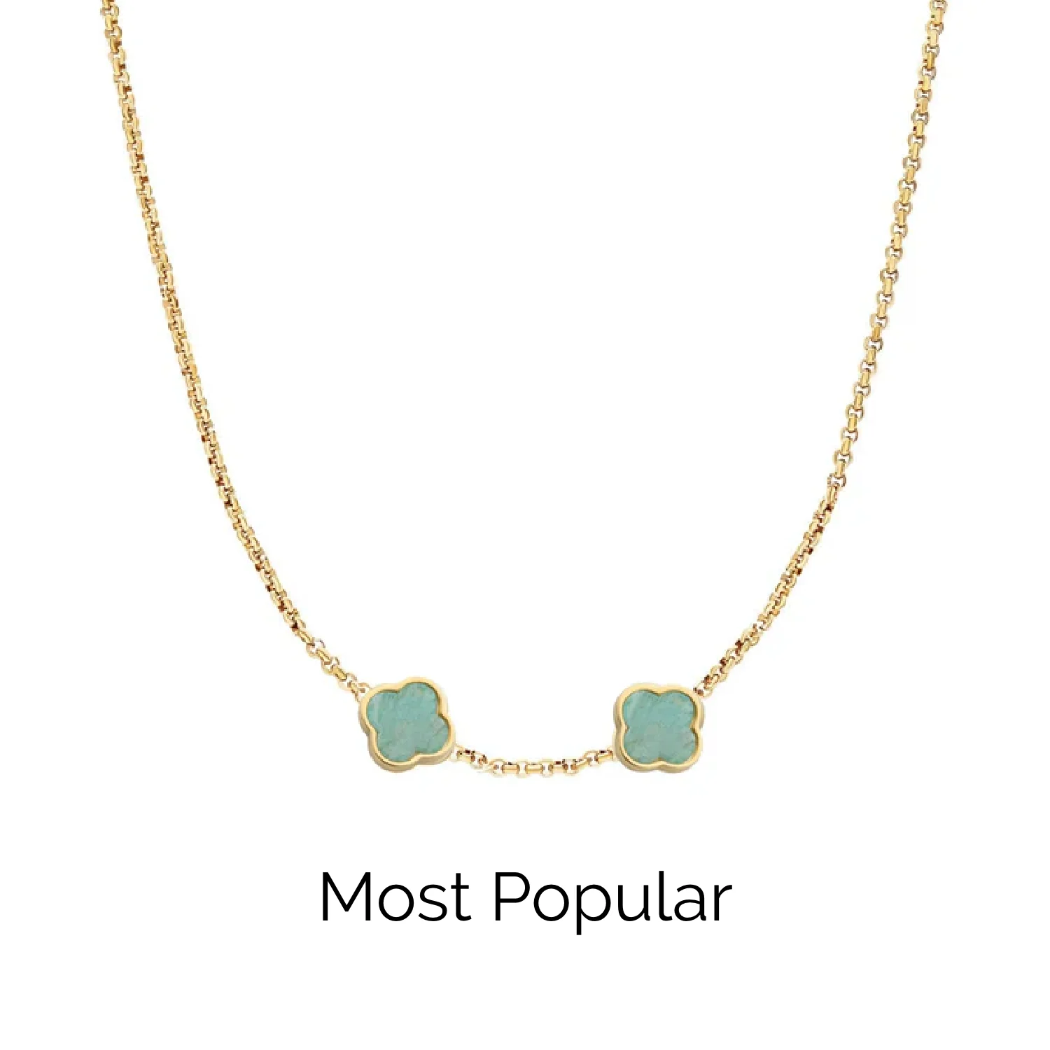 Amazonite Clover Custom Name Necklace (Gold) - Image 16