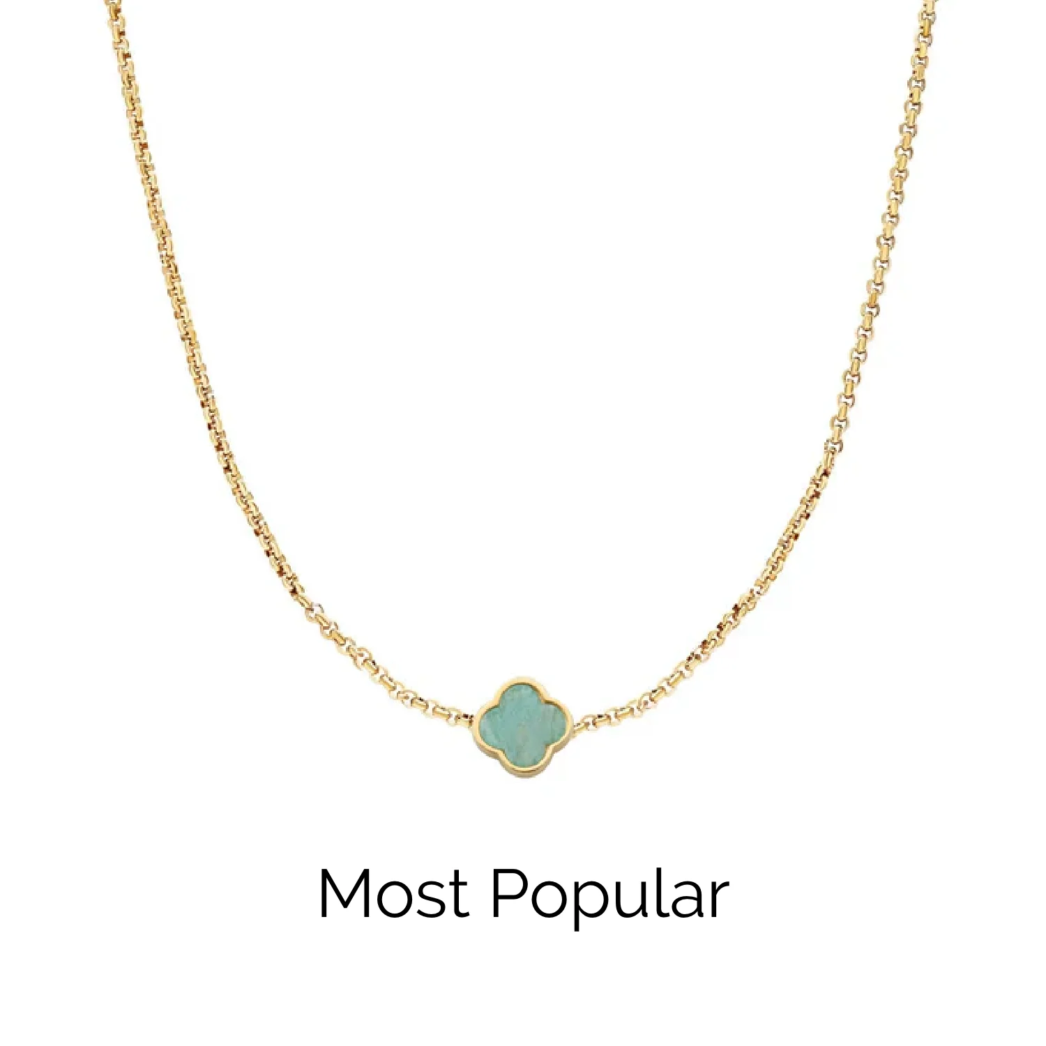 Amazonite Clover Custom Name Necklace (Gold) - Image 22