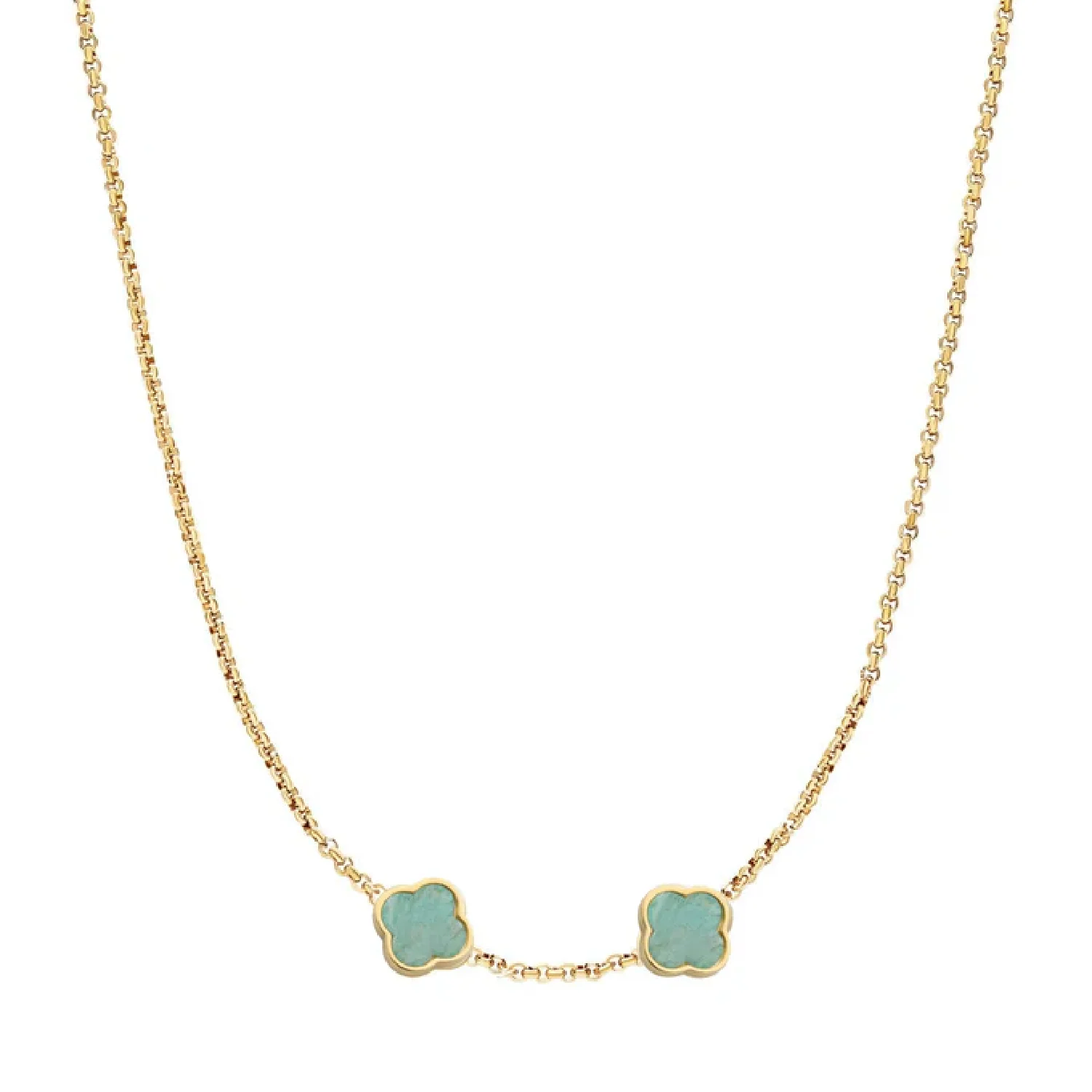 Amazonite Clover Custom Name Necklace (Gold) - Image 26