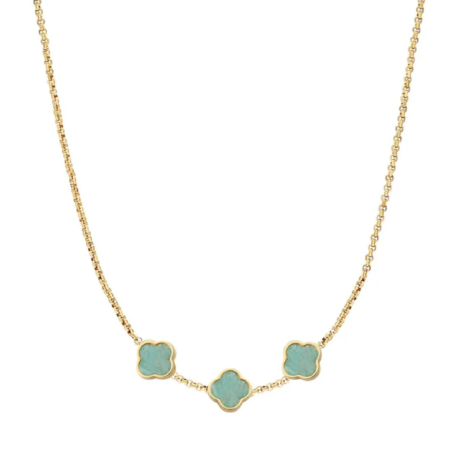 Amazonite Clover Custom Name Necklace (Gold) - Image 27