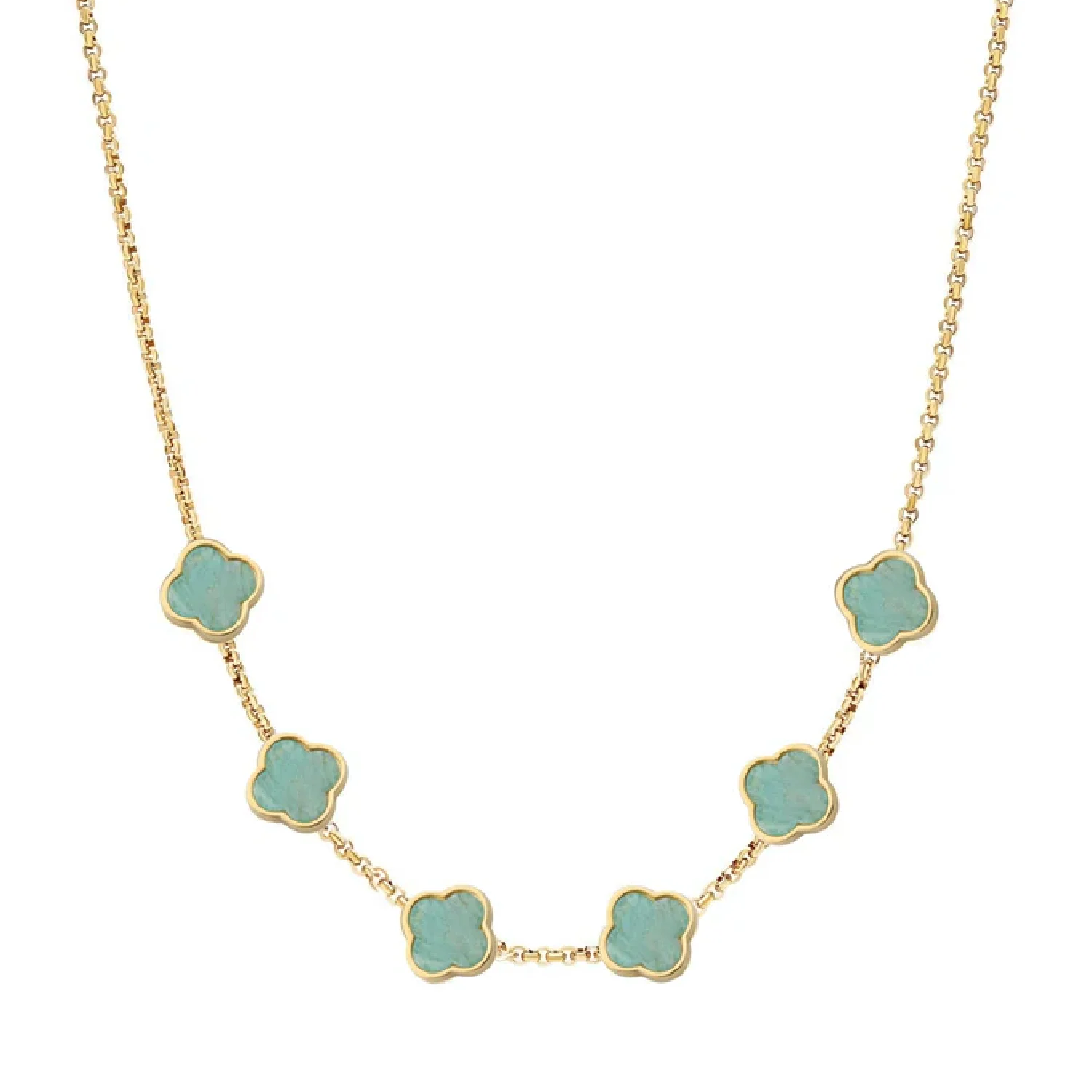 Amazonite Clover Custom Name Necklace (Gold) - Image 30