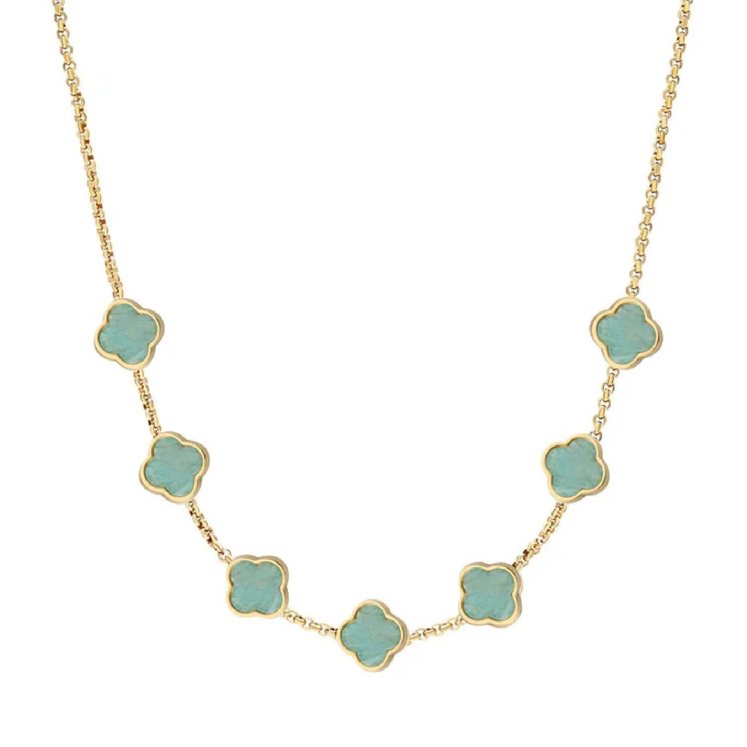 Amazonite Clover Custom Name Necklace (Gold) - Image 31