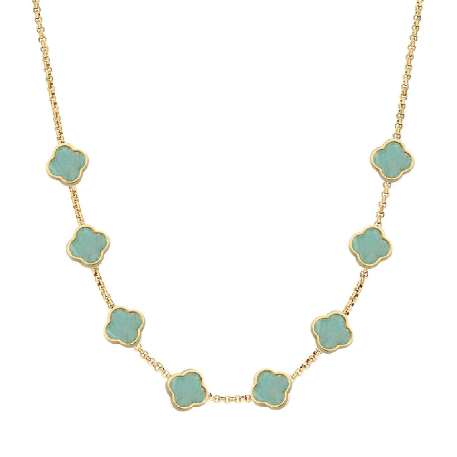 Amazonite Clover Custom Name Necklace (Gold) - Image 32