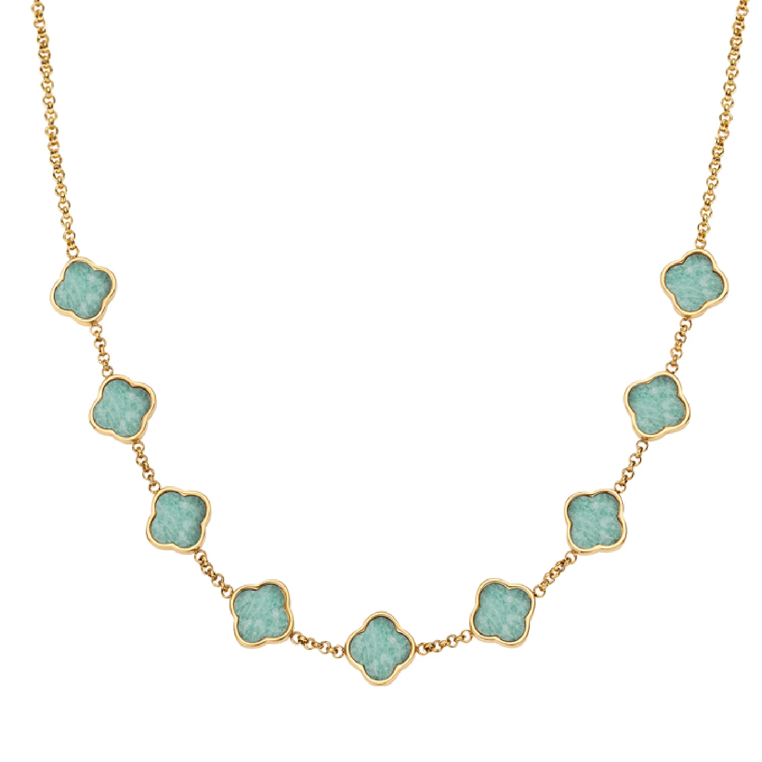 Amazonite Clover Custom Name Necklace (Gold) - Image 33