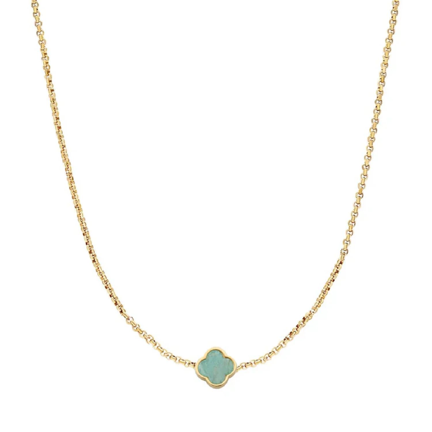 Amazonite Clover Custom Name Necklace (Gold) - Image 35