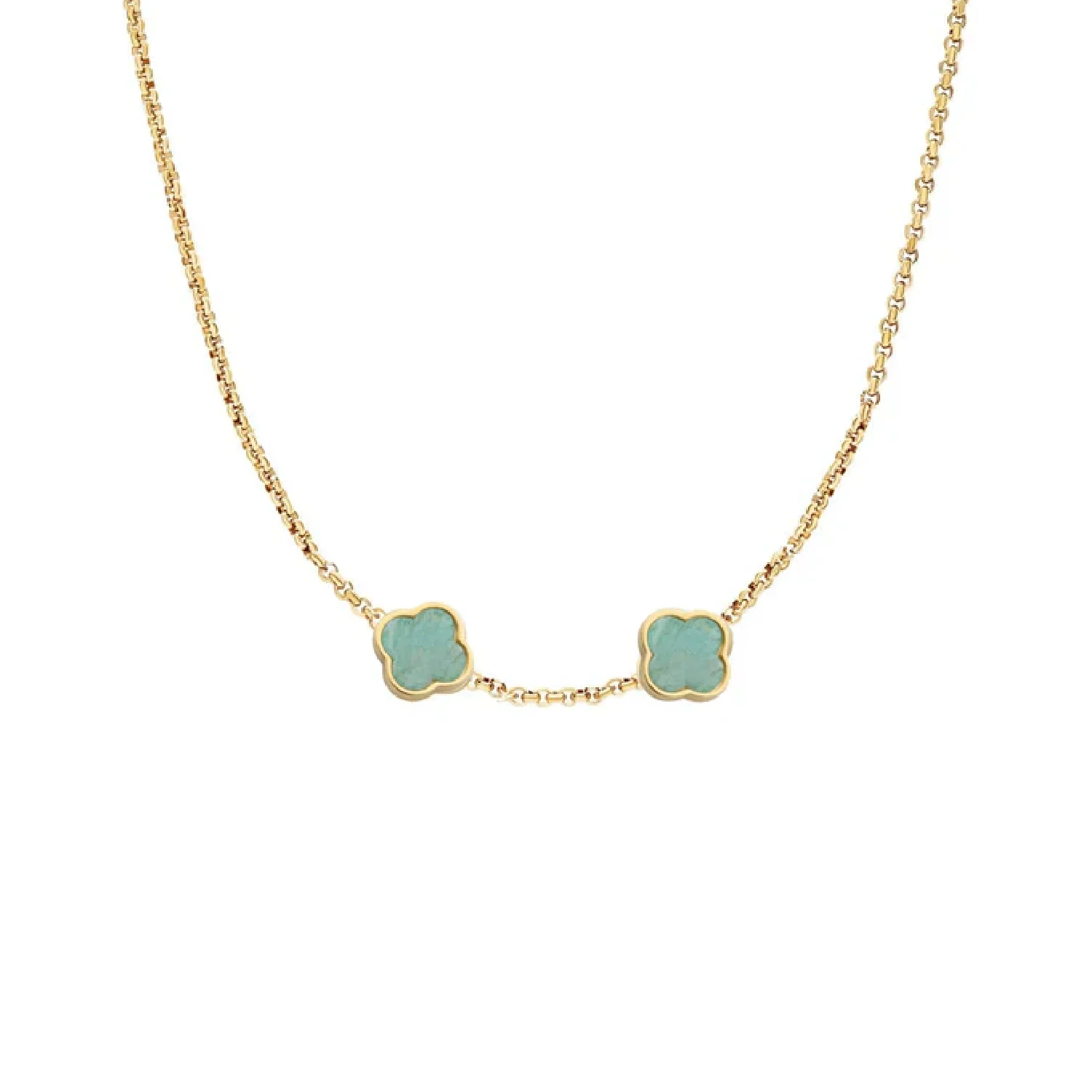 Amazonite Clover Custom Name Necklace (Gold) - Image 6