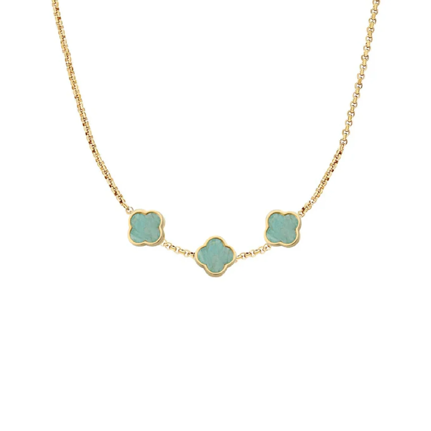Amazonite Clover Custom Name Necklace (Gold) - Image 7