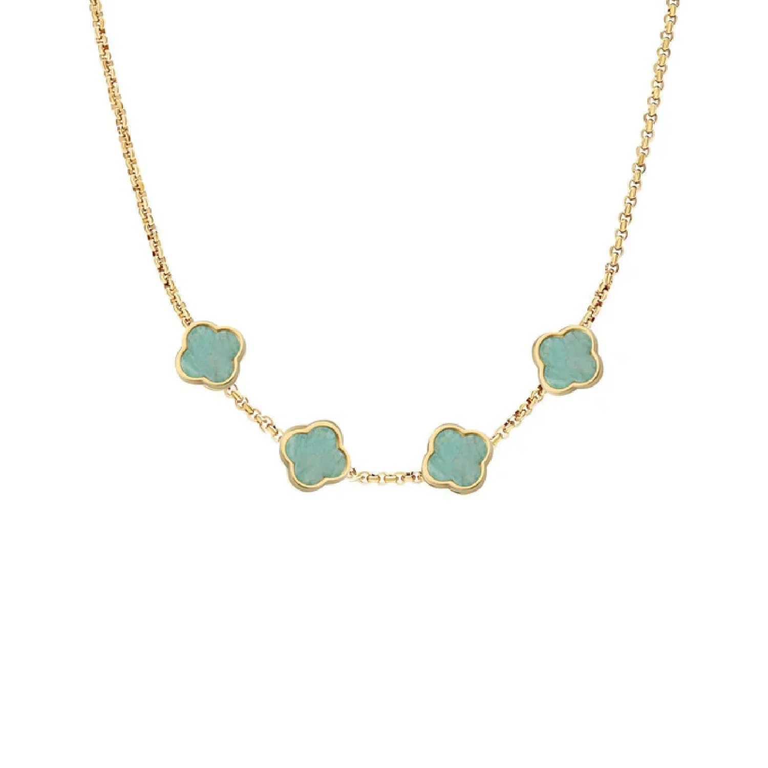 Amazonite Clover Custom Name Necklace (Gold) - Image 8