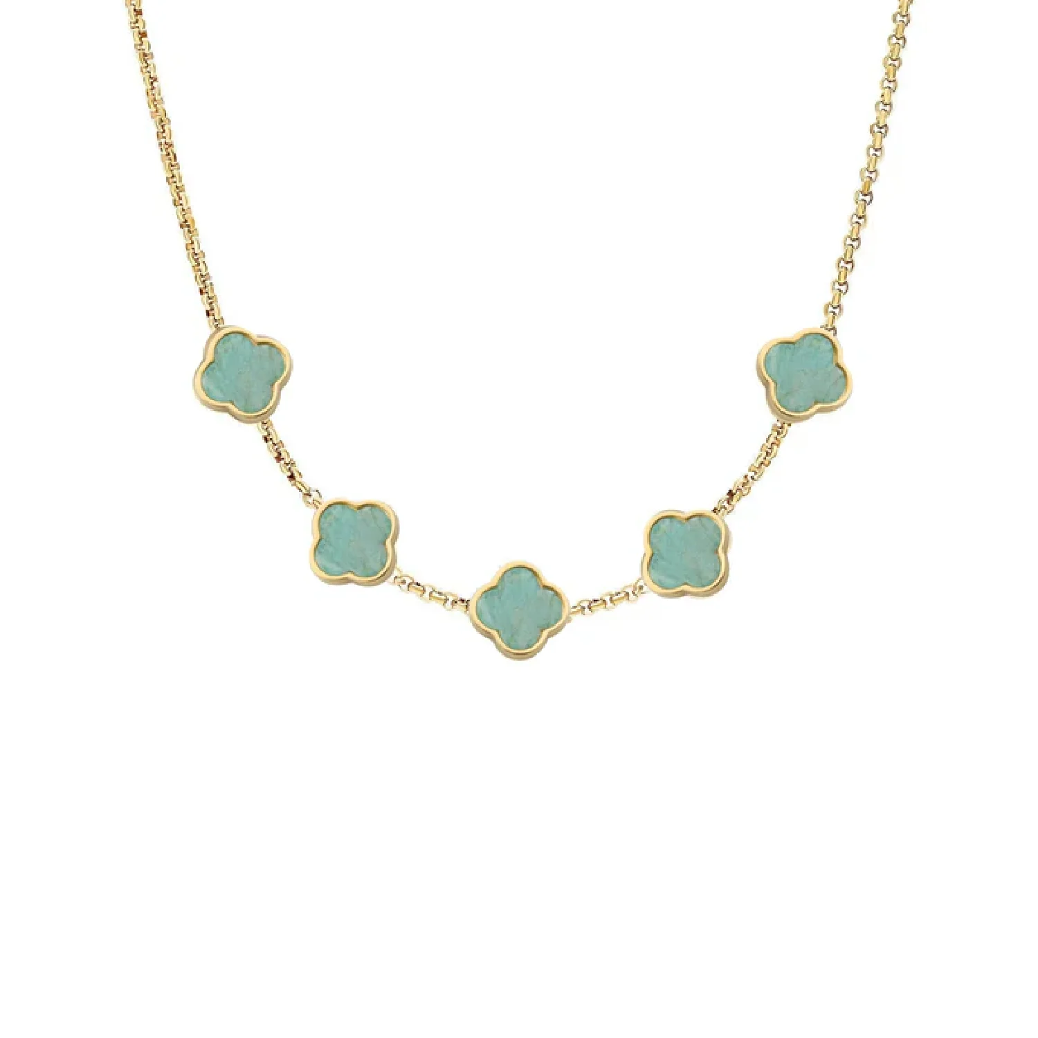 Amazonite Clover Custom Name Necklace (Gold) - Image 9