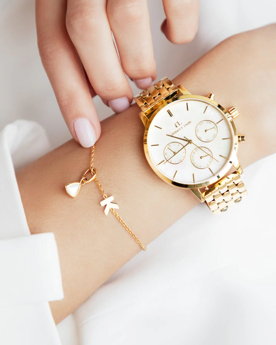 Birthstone & Little Luxe Letter Bracelet (Gold) - Image 3