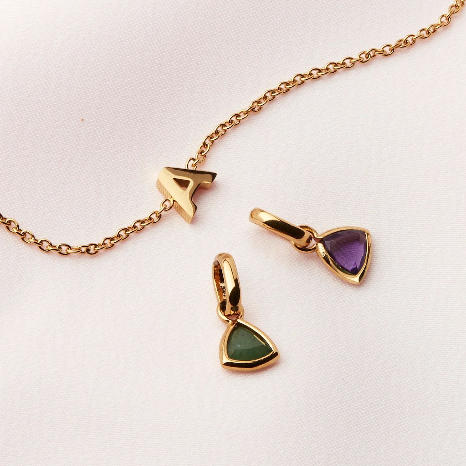 Birthstone & Little Luxe Letter Bracelet (Gold) - Image 5