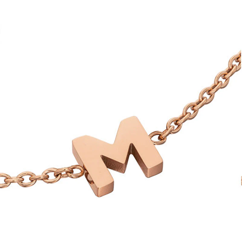 Birthstone & Little Luxe Letter Bracelet (Rose Gold) - Image 26