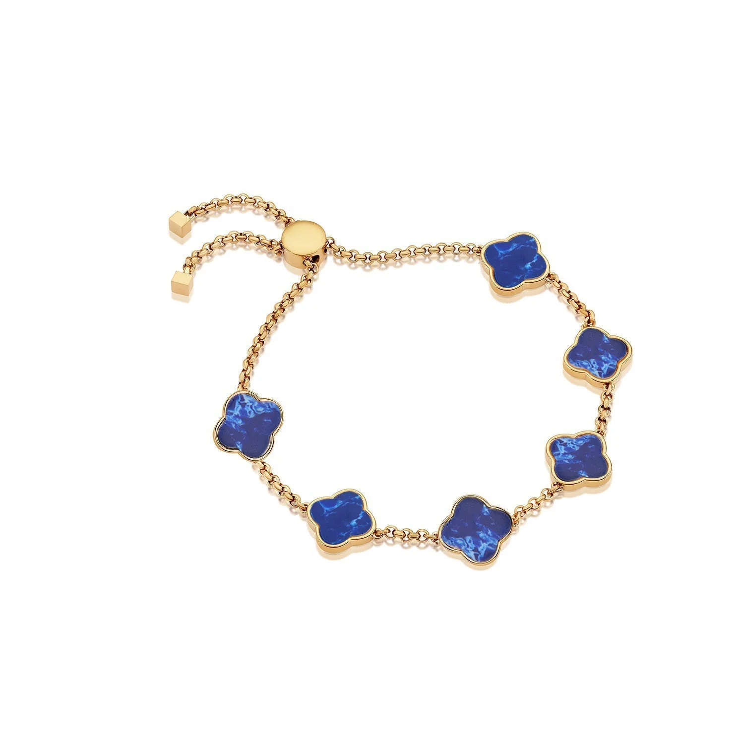 Blue Lace Agate Clover Custom Name Bracelet (Gold) - Image 10