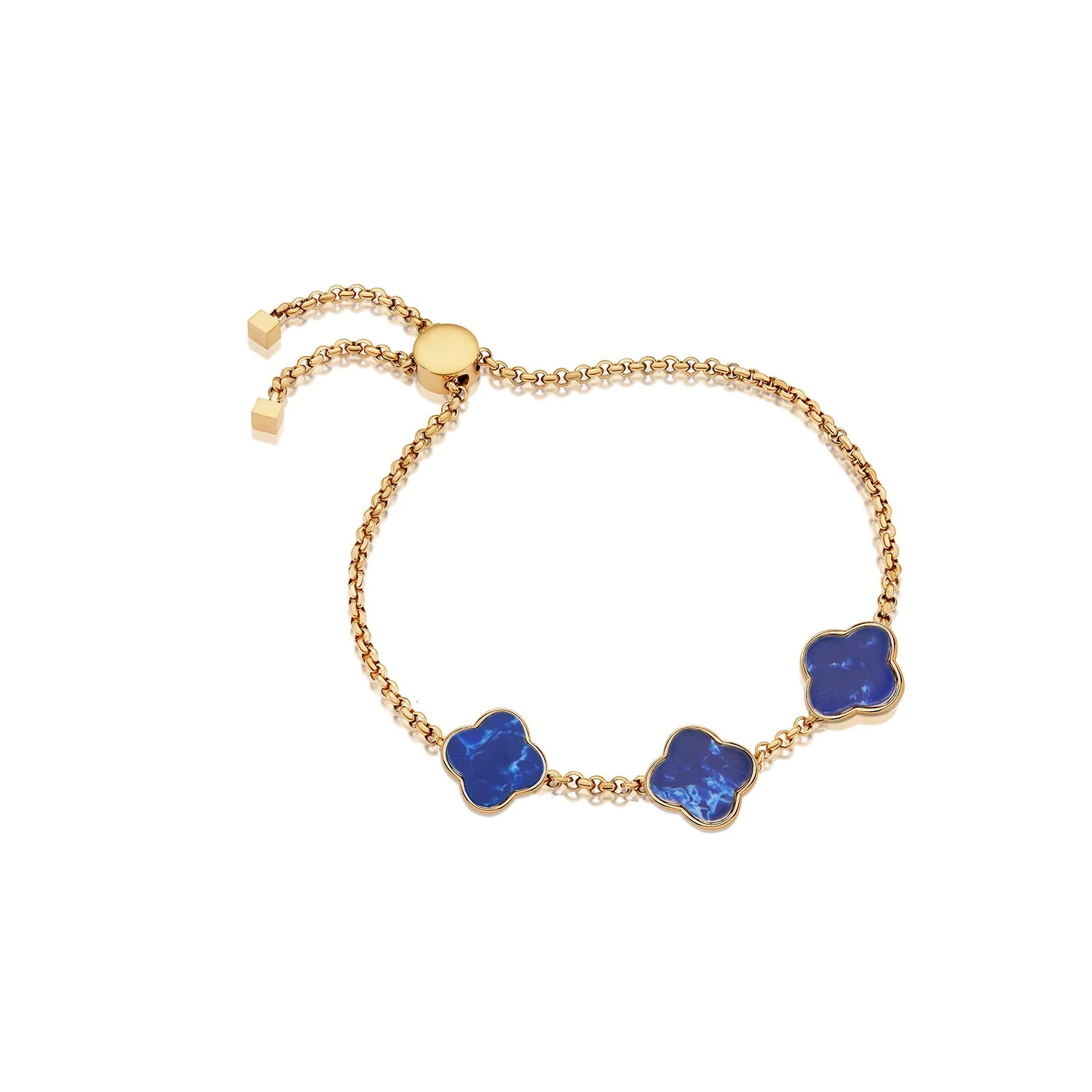 Blue Lace Agate Clover Custom Name Bracelet (Gold) - Image 7