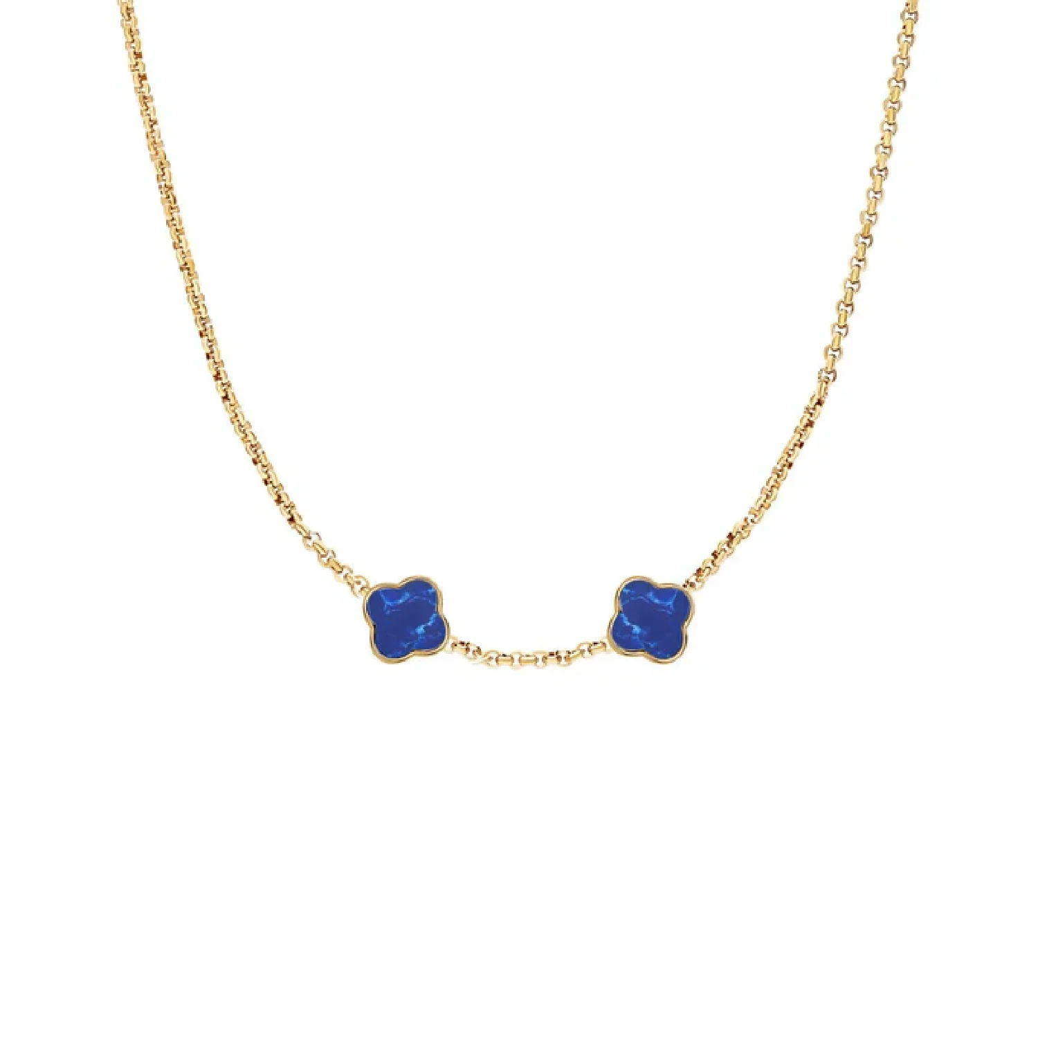 Blue Lace Agate Clover Custom Name Necklace (Gold) - Image 11