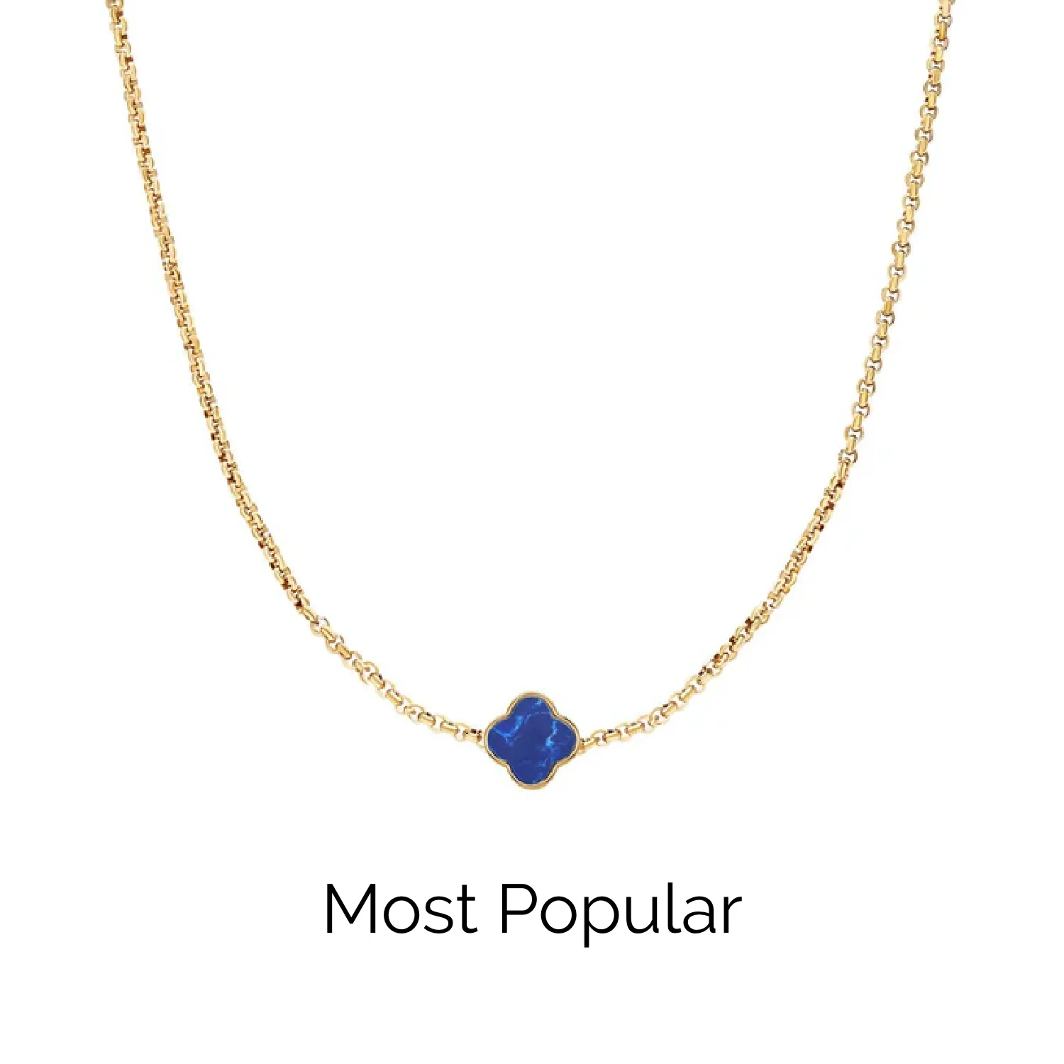 Blue Lace Agate Clover Custom Name Necklace (Gold) - Image 29