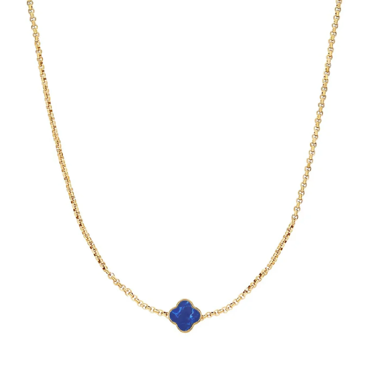 Blue Lace Agate Clover Custom Name Necklace (Gold) - Image 30