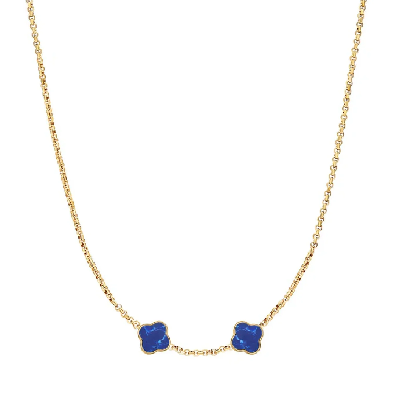 Blue Lace Agate Clover Custom Name Necklace (Gold) - Image 31