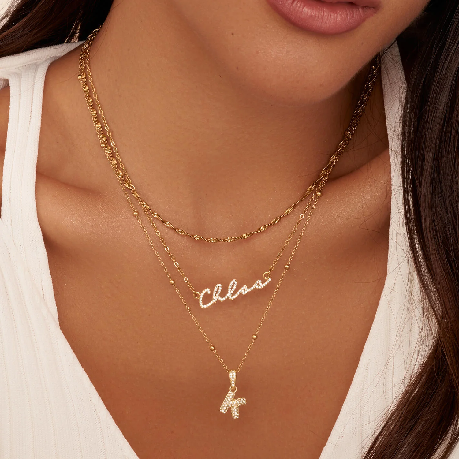 Bubble Initial Sphere Necklace (Gold) - Image 8