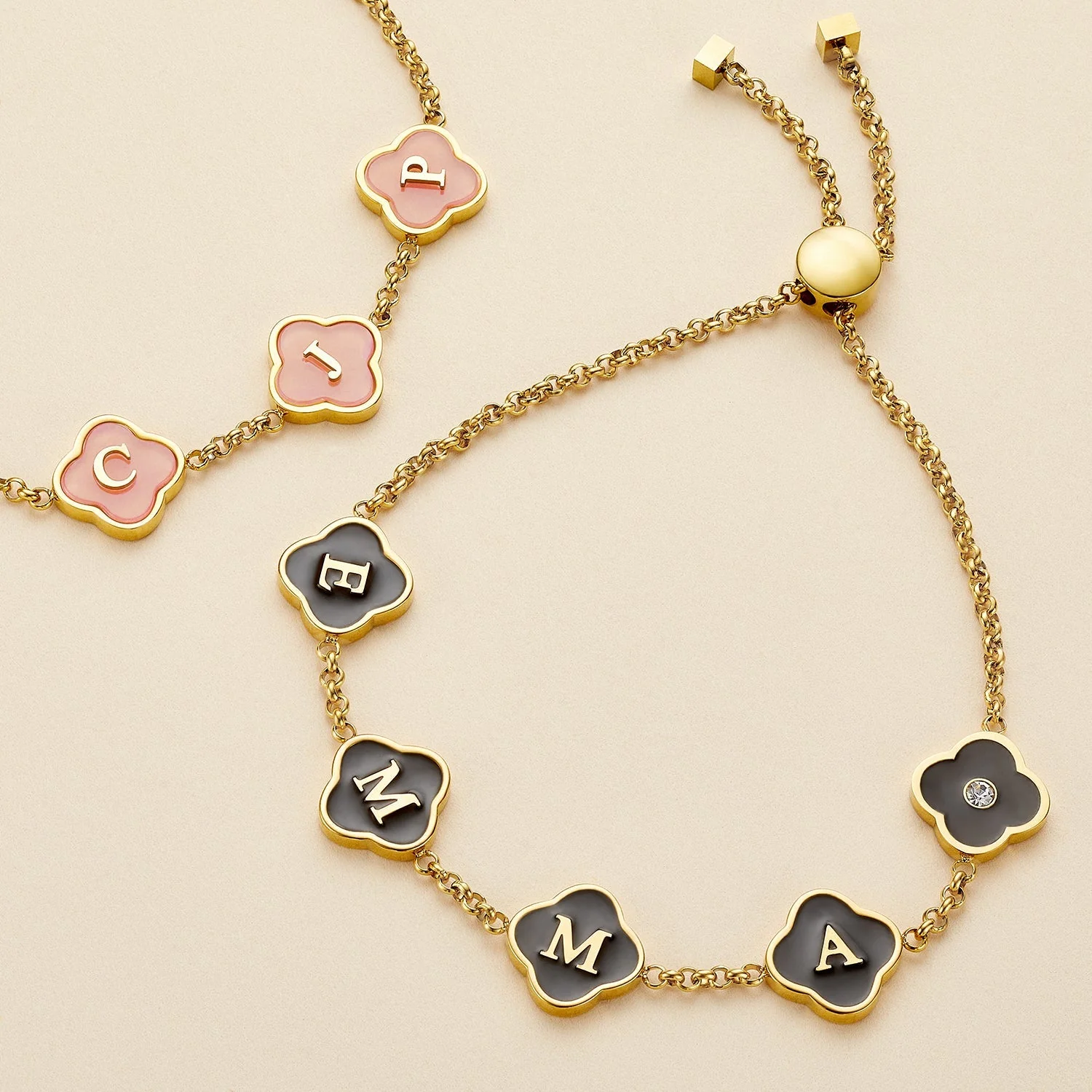 Clover Custom Name Bracelet (Gold) - Image 10