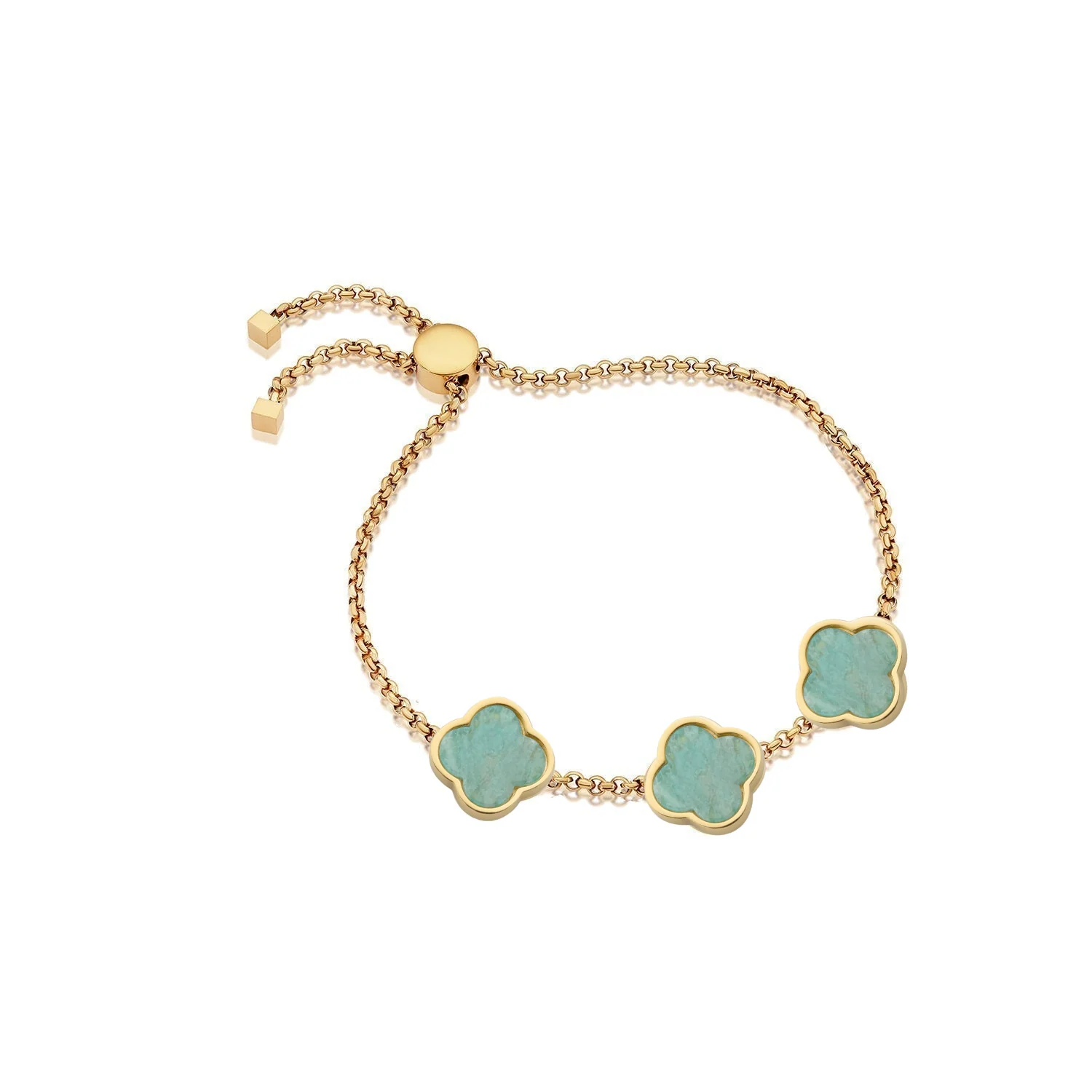 Clover Custom Name Bracelet (Gold) - Image 53