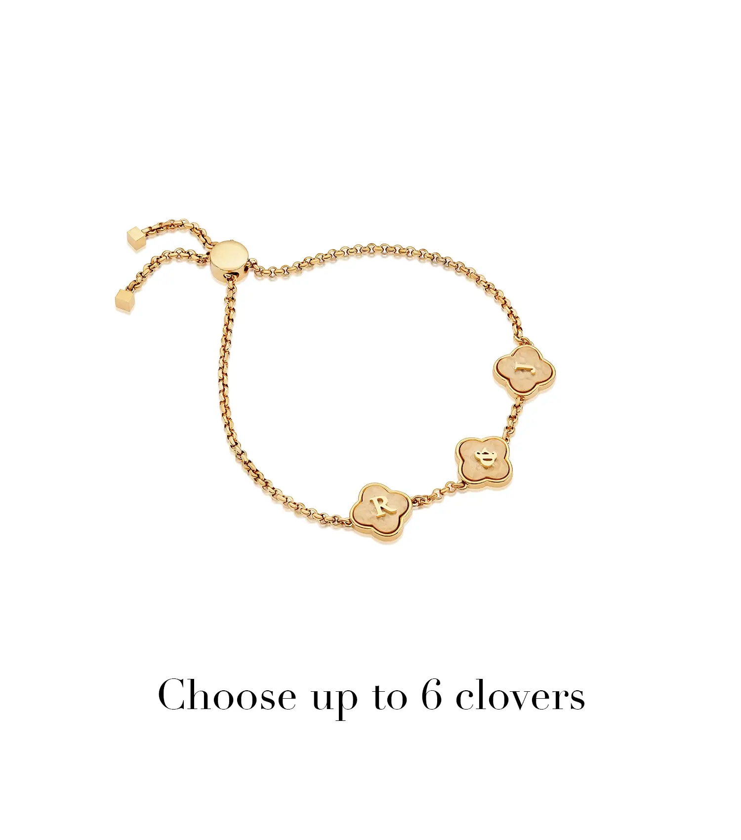 Clover Custom Name Bracelet (Gold) - Image 8