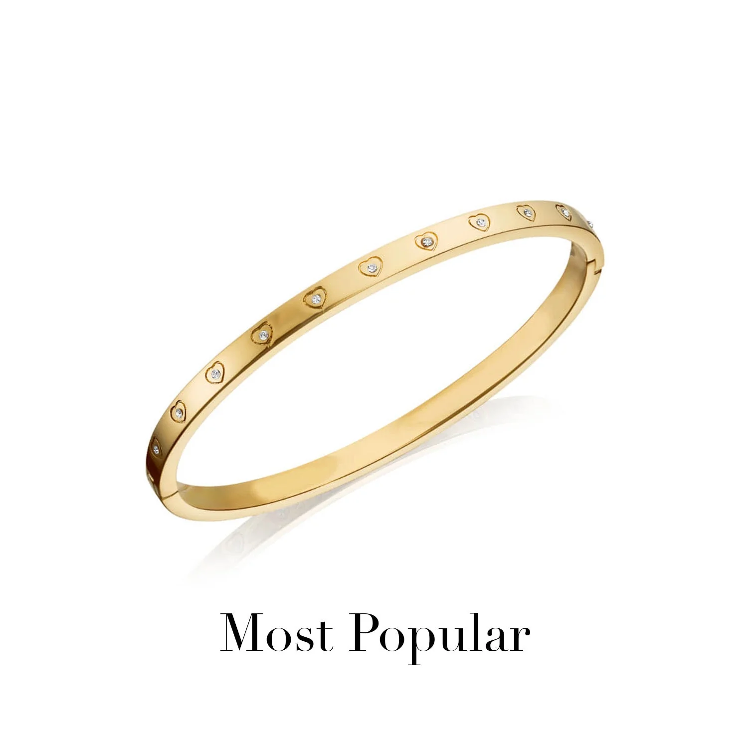 Crystal Heart Bangle (Gold) - Image 10