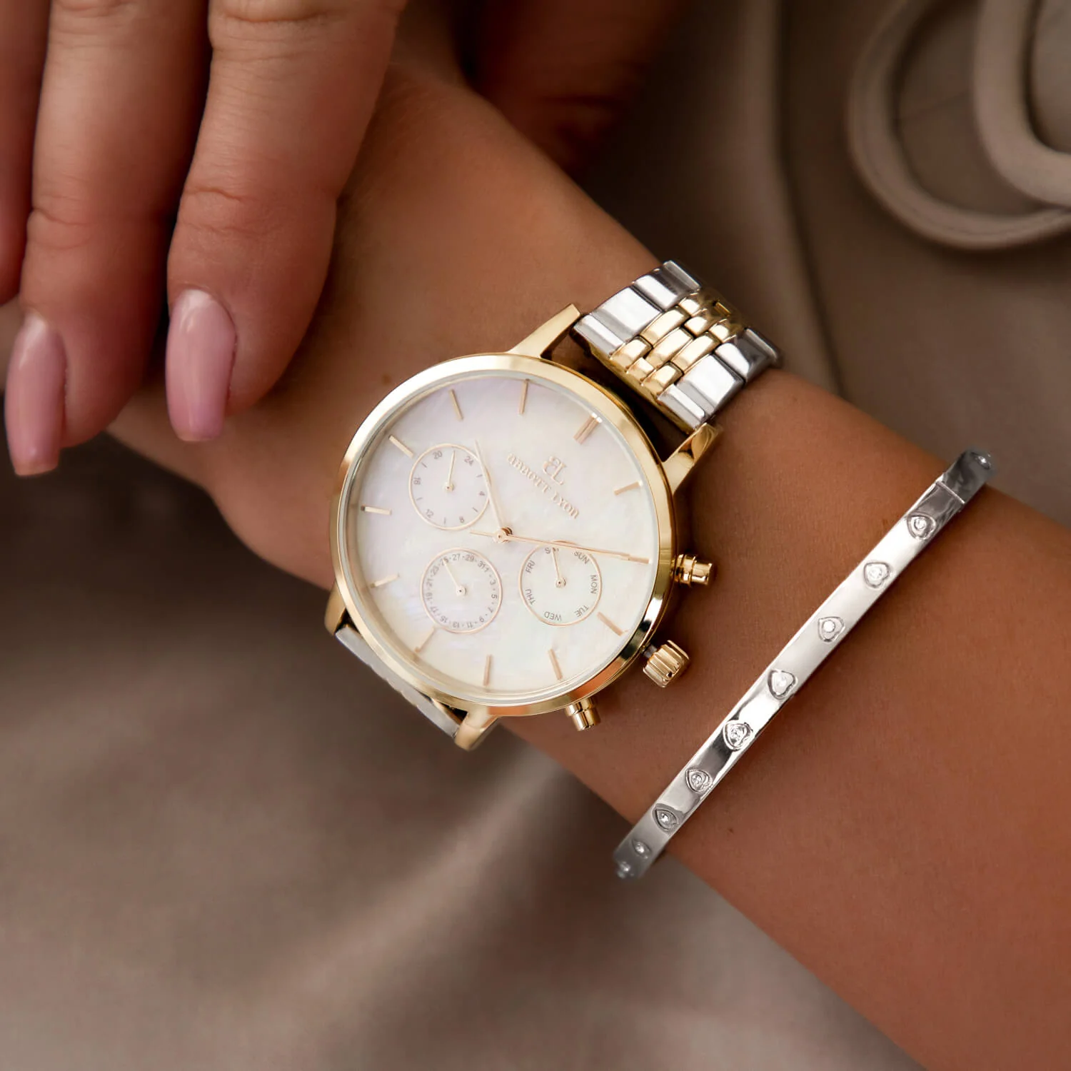 Crystal Heart Bangle Set (Gold/Silver) - Image 5