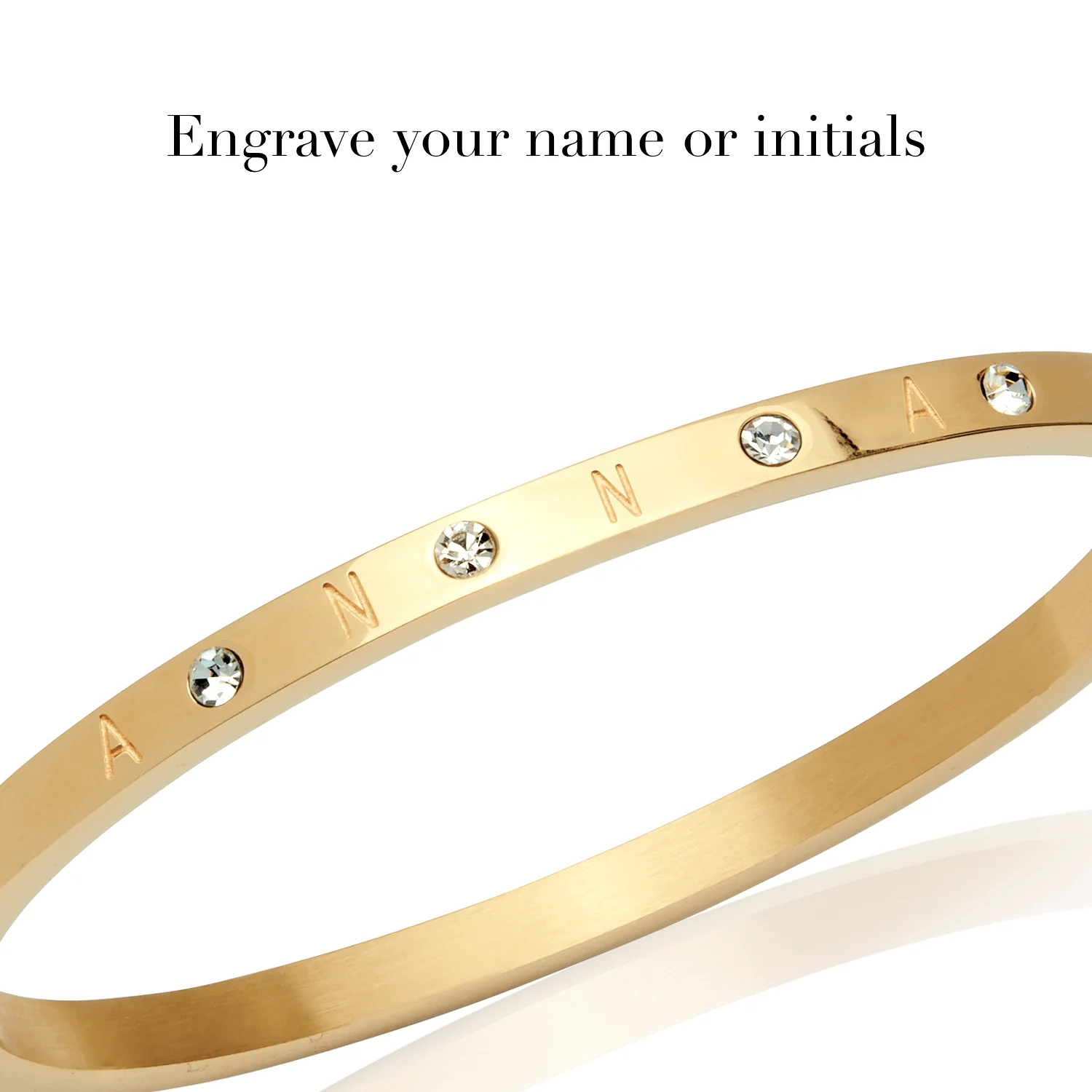 Custom Crystal Name Bangle (Gold) - Image 5