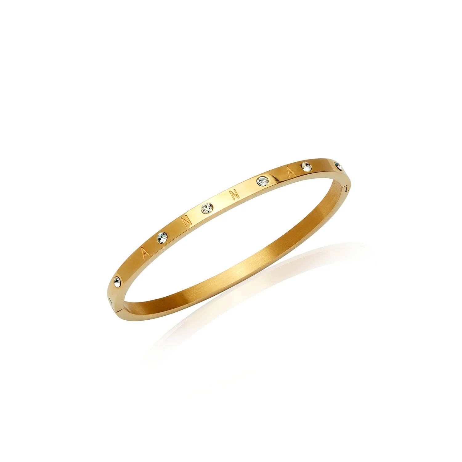 Custom Crystal Name Bangle (Gold) - Image 7