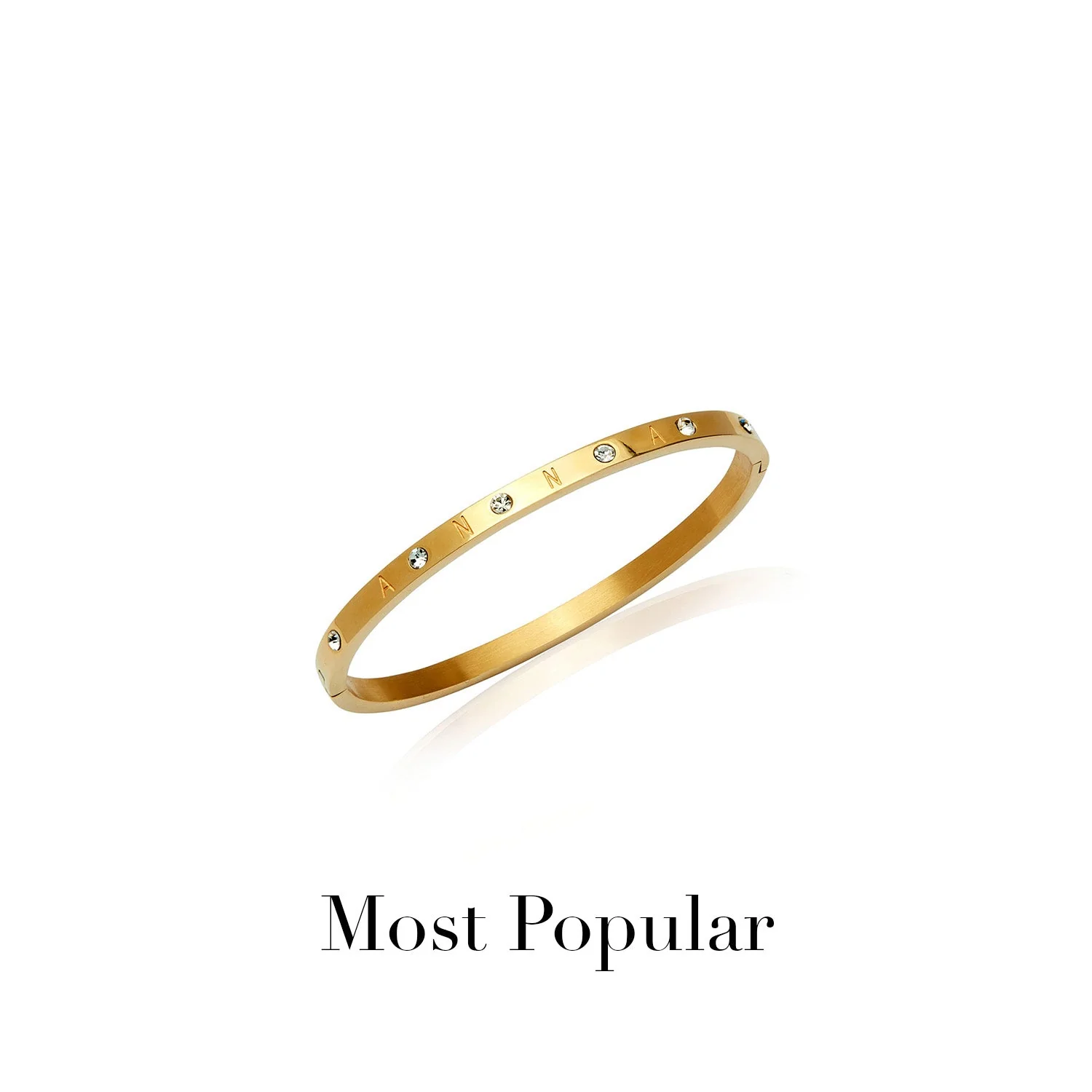 Custom Crystal Name Bangle (Gold) - Image 8