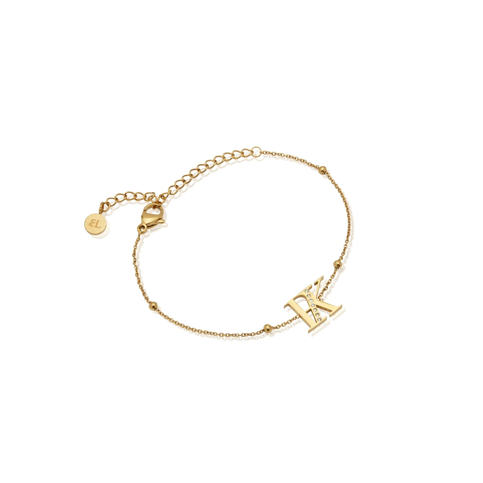 Double Initial Crystal Bracelet (Gold) - Image 11