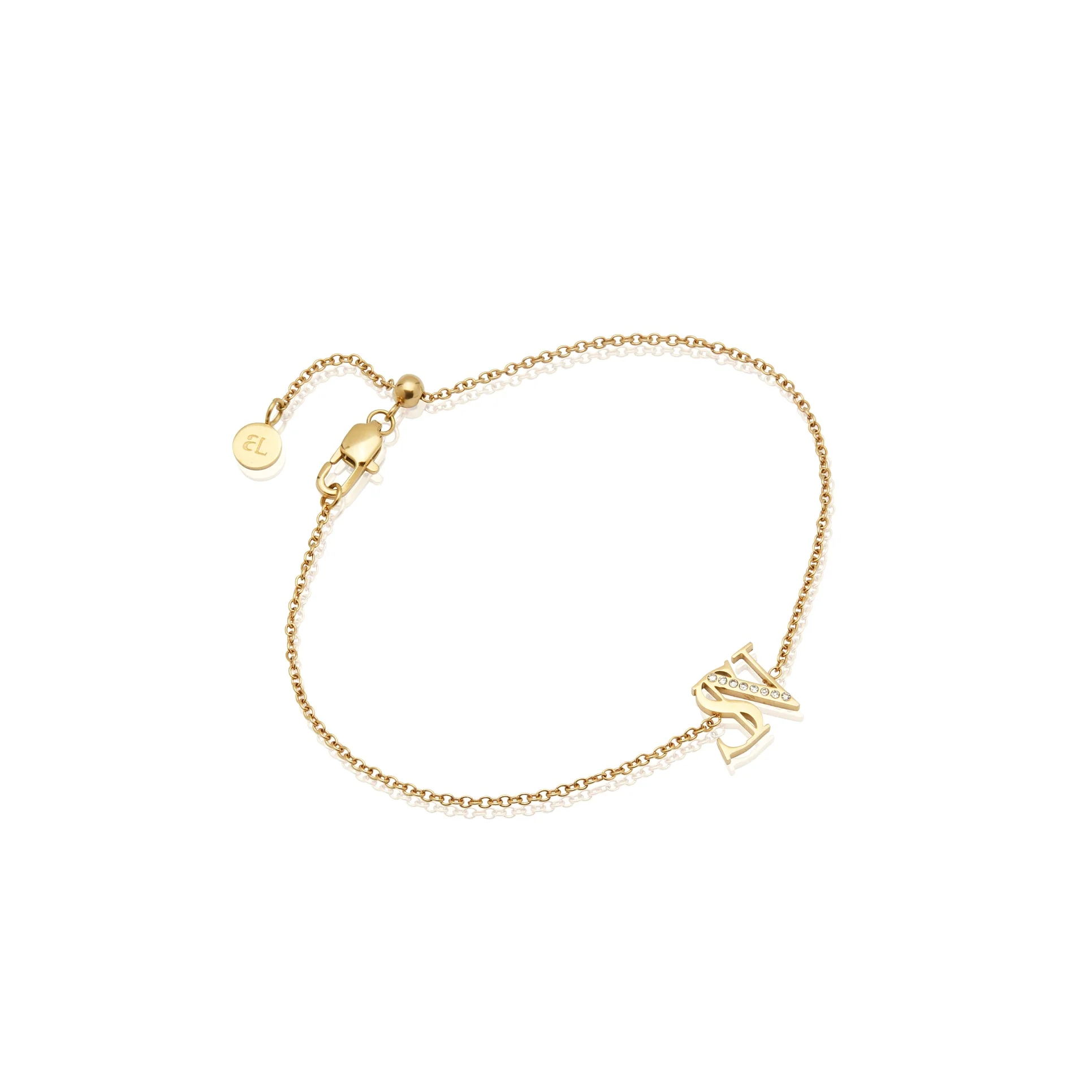 Double Initial Crystal Bracelet (Gold) - Image 12