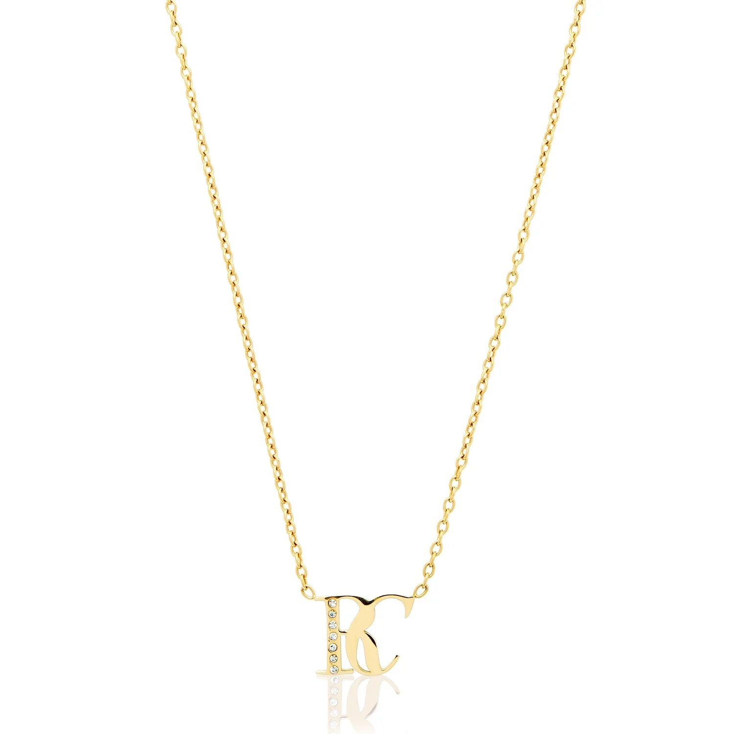 Double Initial Crystal Necklace (Gold) - Image 10