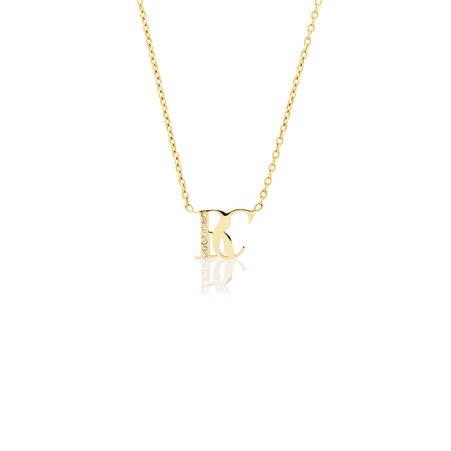 Double Initial Crystal Necklace (Gold) - Image 15