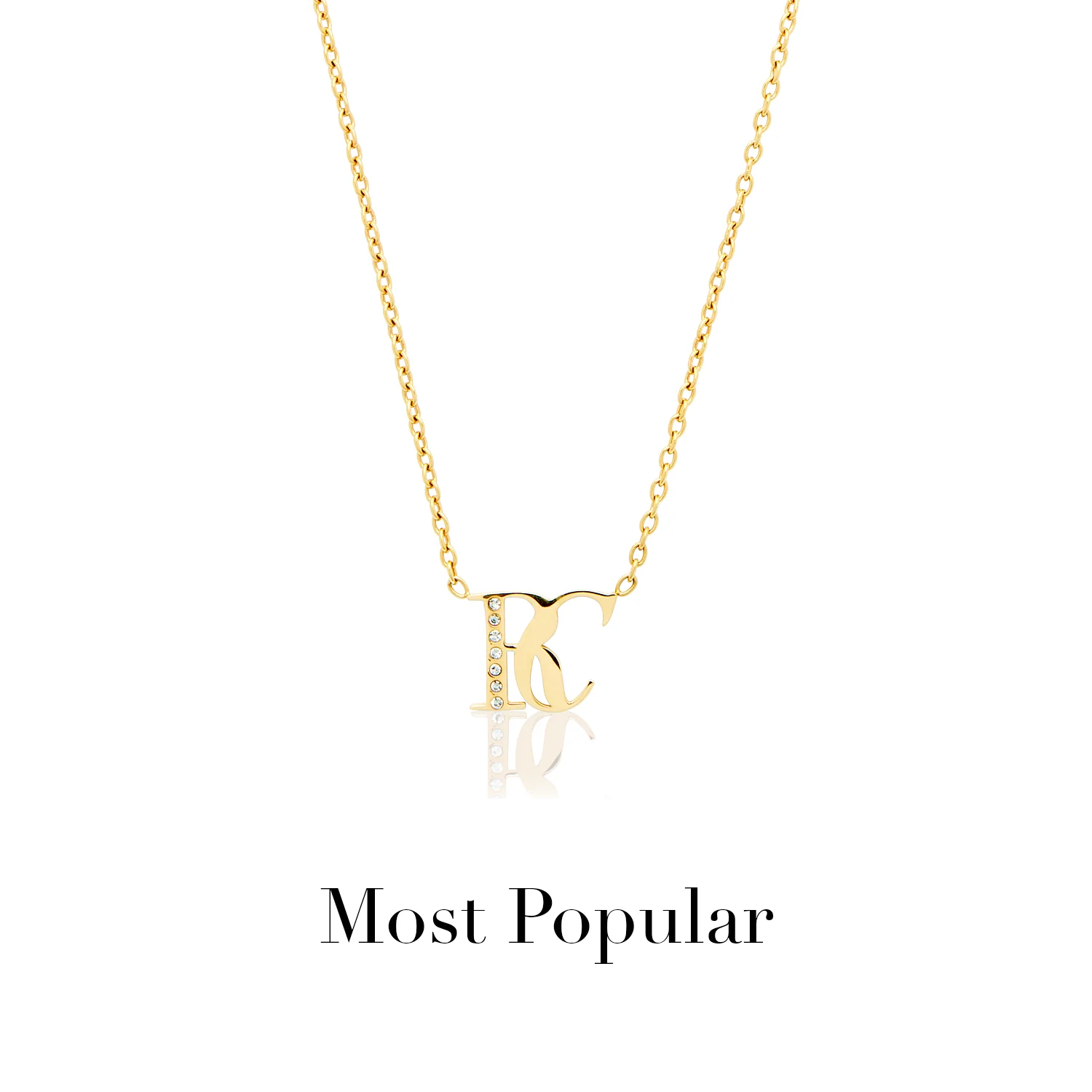 Double Initial Crystal Necklace (Gold) - Image 16