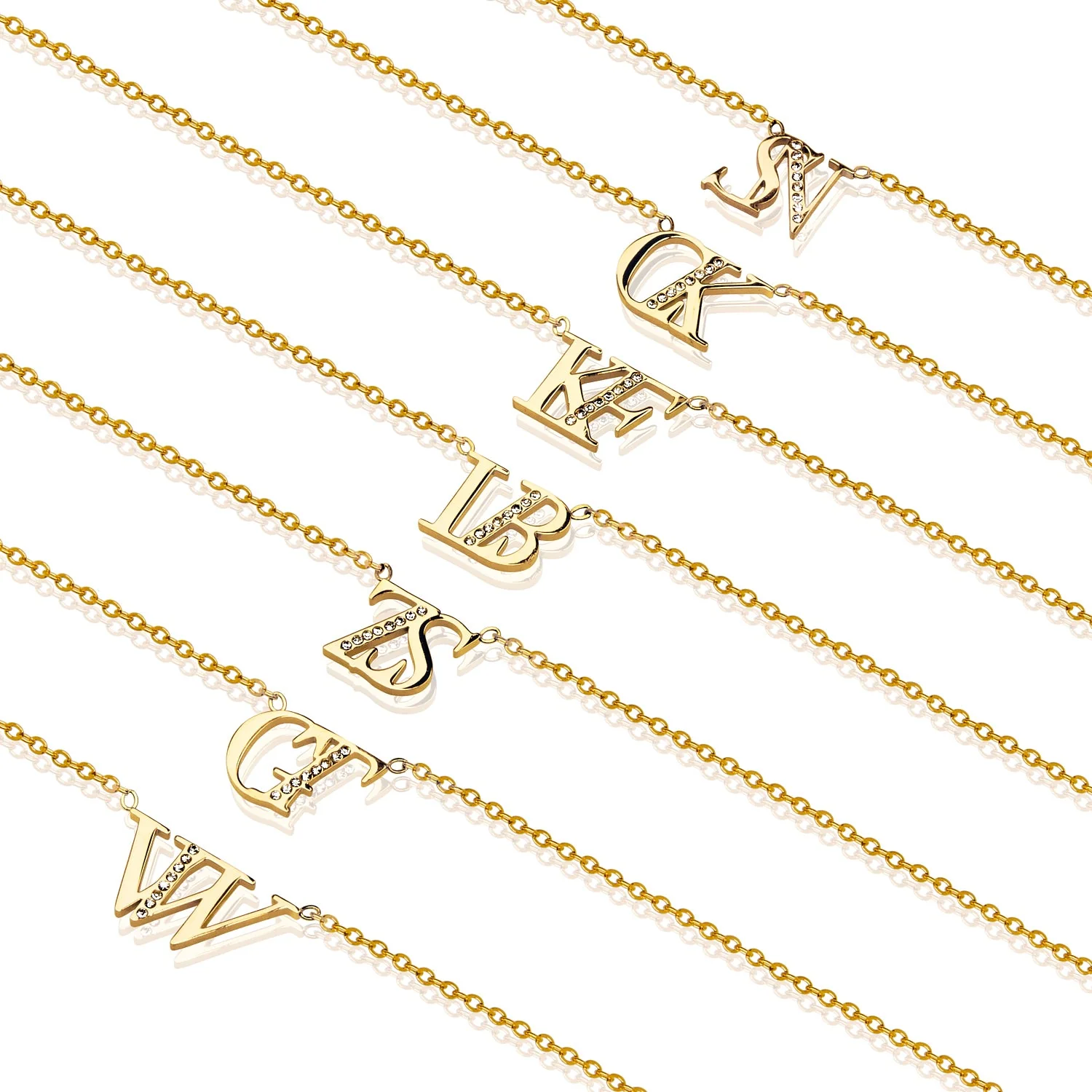 Double Initial Crystal Necklace (Gold) - Image 8